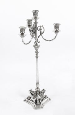 19th Century Pair of Victorian Silver Plated Four-Light Candelabra by Elkington