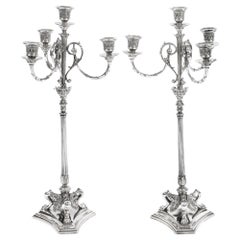 19th Century Pair of Victorian Silver Plated Four-Light Candelabra by Elkington