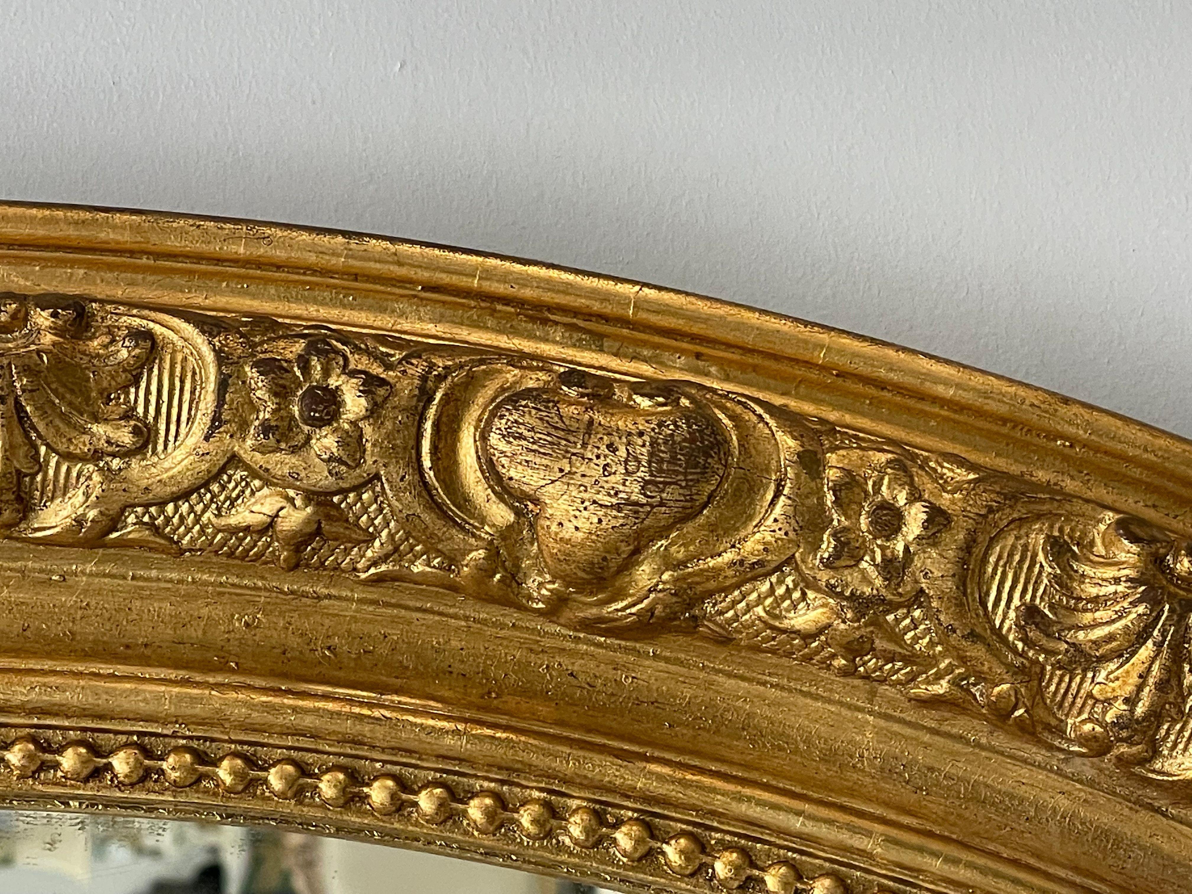 19th Century Palatial Giltwood Wall or Console Mirror Adorning Three Cherubs For Sale 6