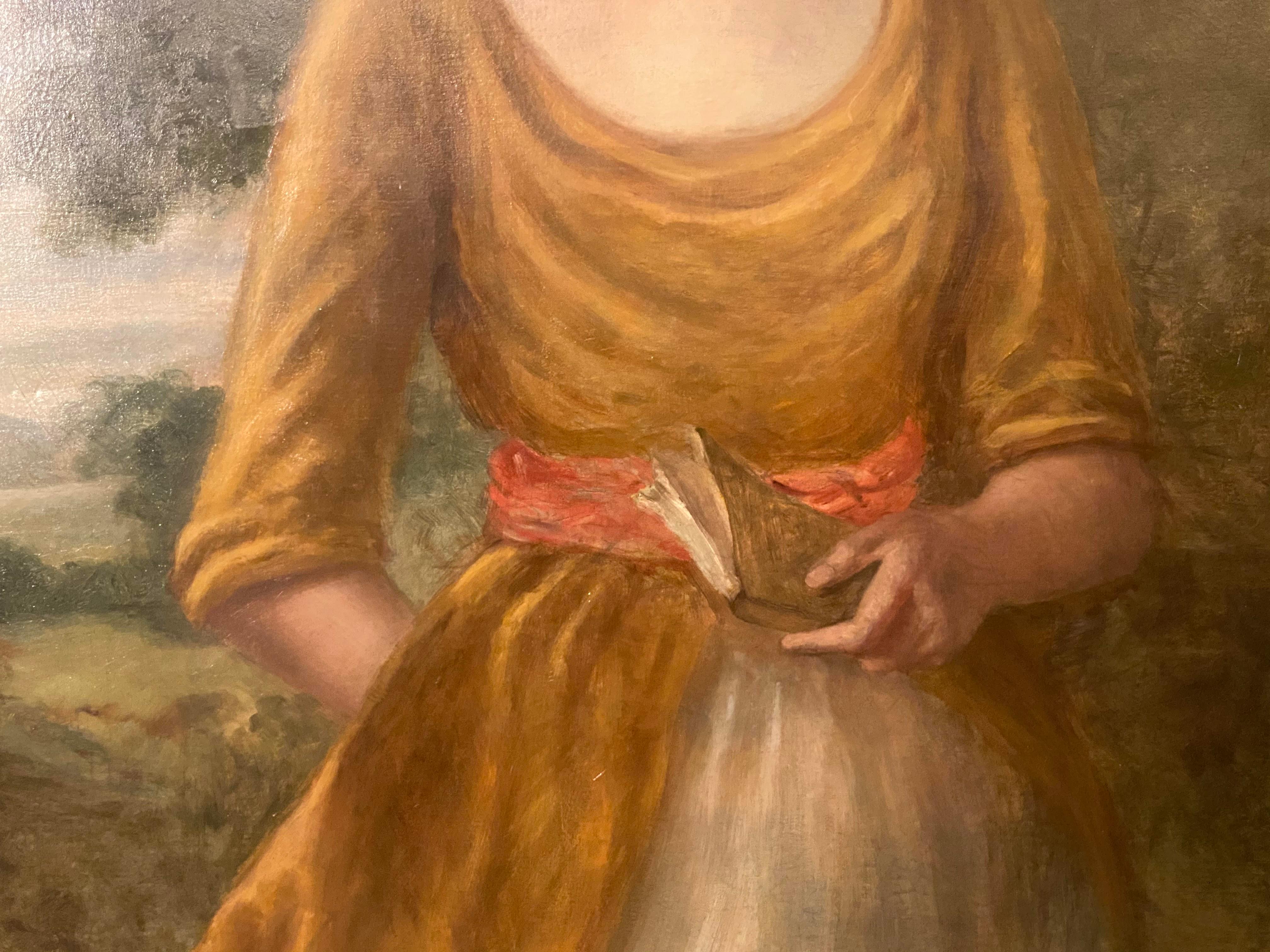 Palastvolles Ölgemälde auf Leinwand einer jungen Schönheit aus dem 19. Jahrhundert mit fein geschnitztem vergoldetem Gesso-Rahmen (Spätes 19. Jahrhundert) im Angebot