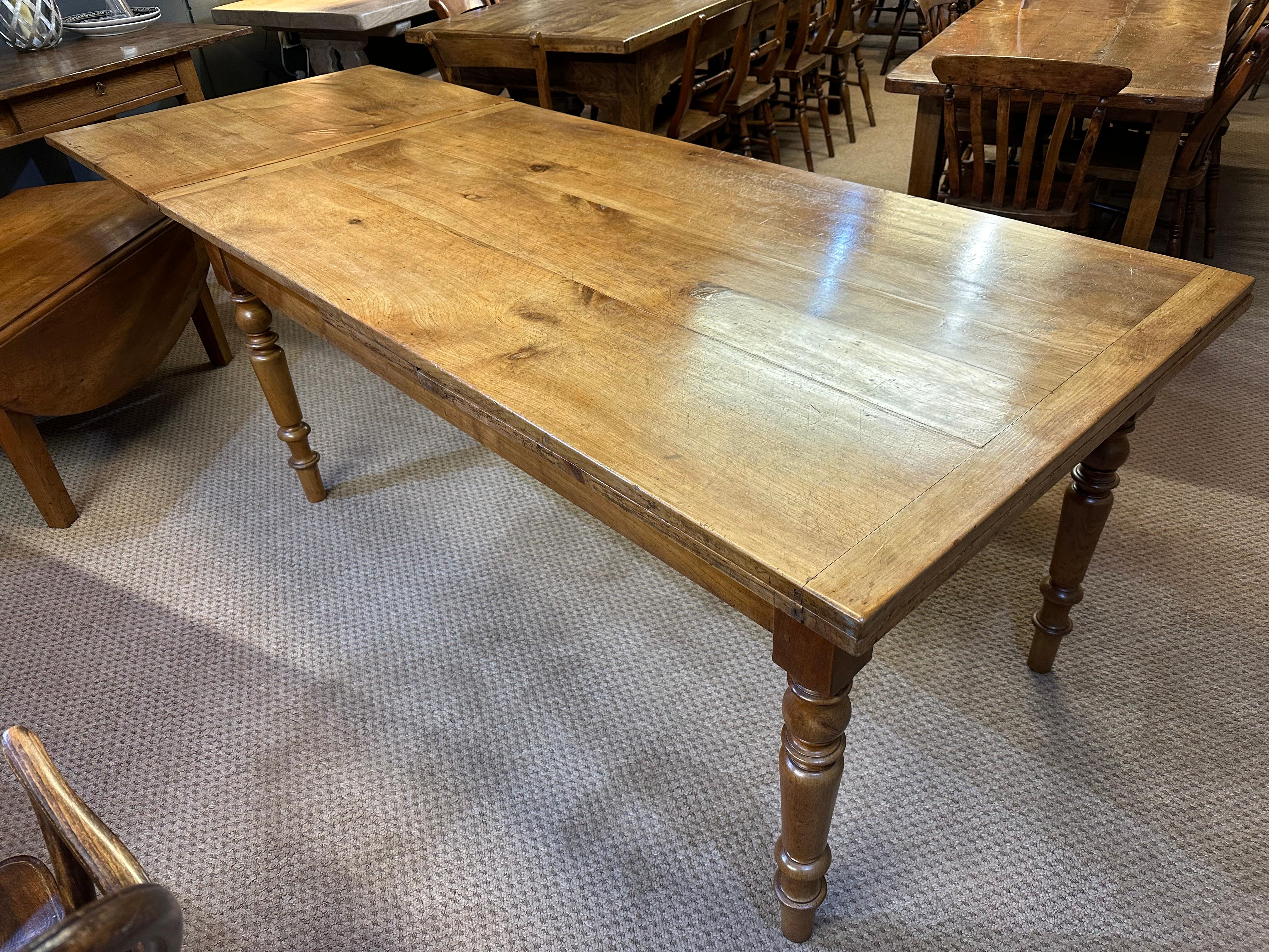 French Provincial 19th Century Pale Cherry Double Extending Farmhouse Table