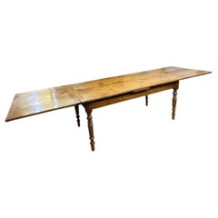 Antique 19th Century Pale Cherry Double Extending Farmhouse Table