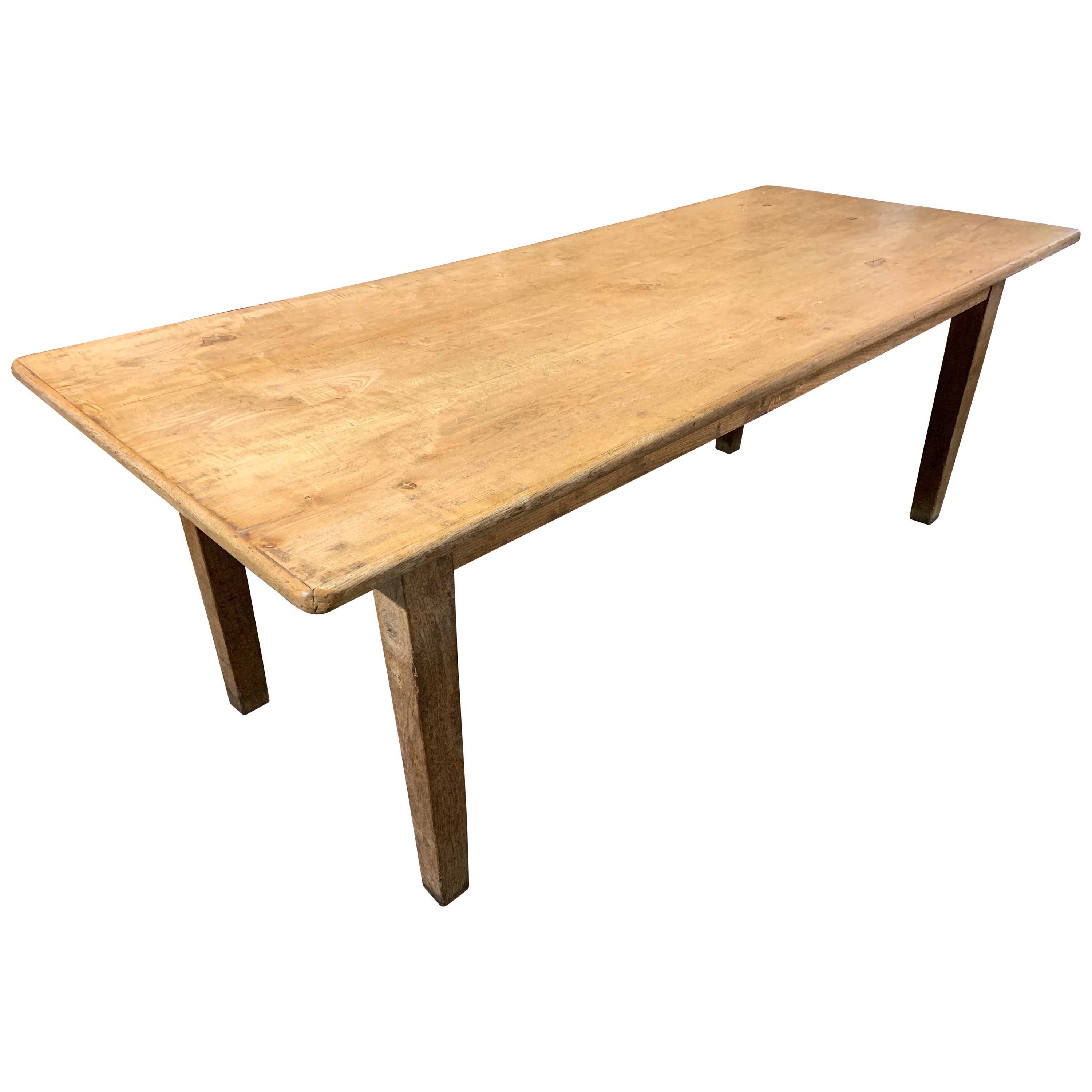 19th Century Pale Rustic Ash Farm House Table