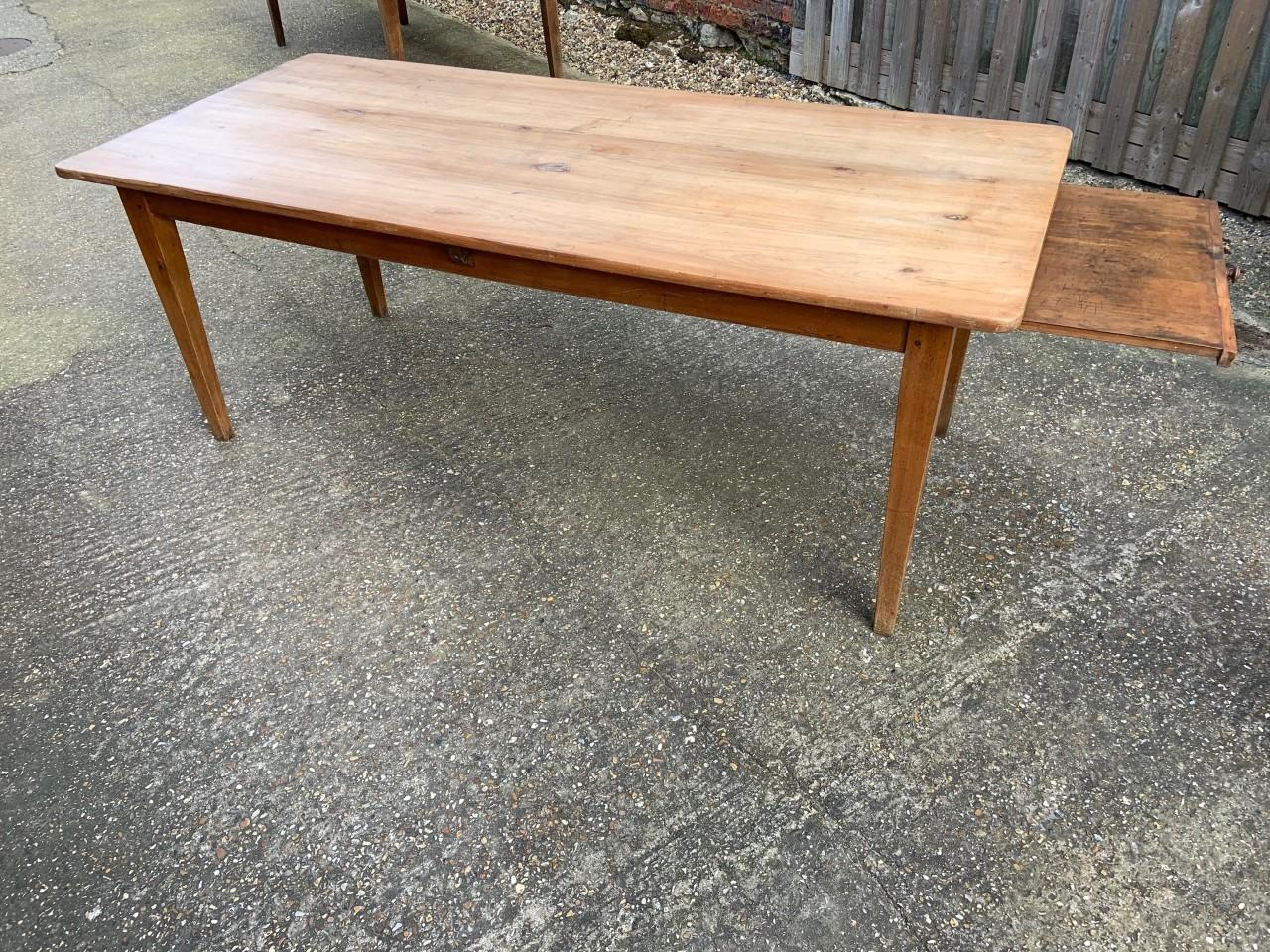 Hand-Crafted 19th Century Pale Rustic Cherry Wide Farmhouse Table