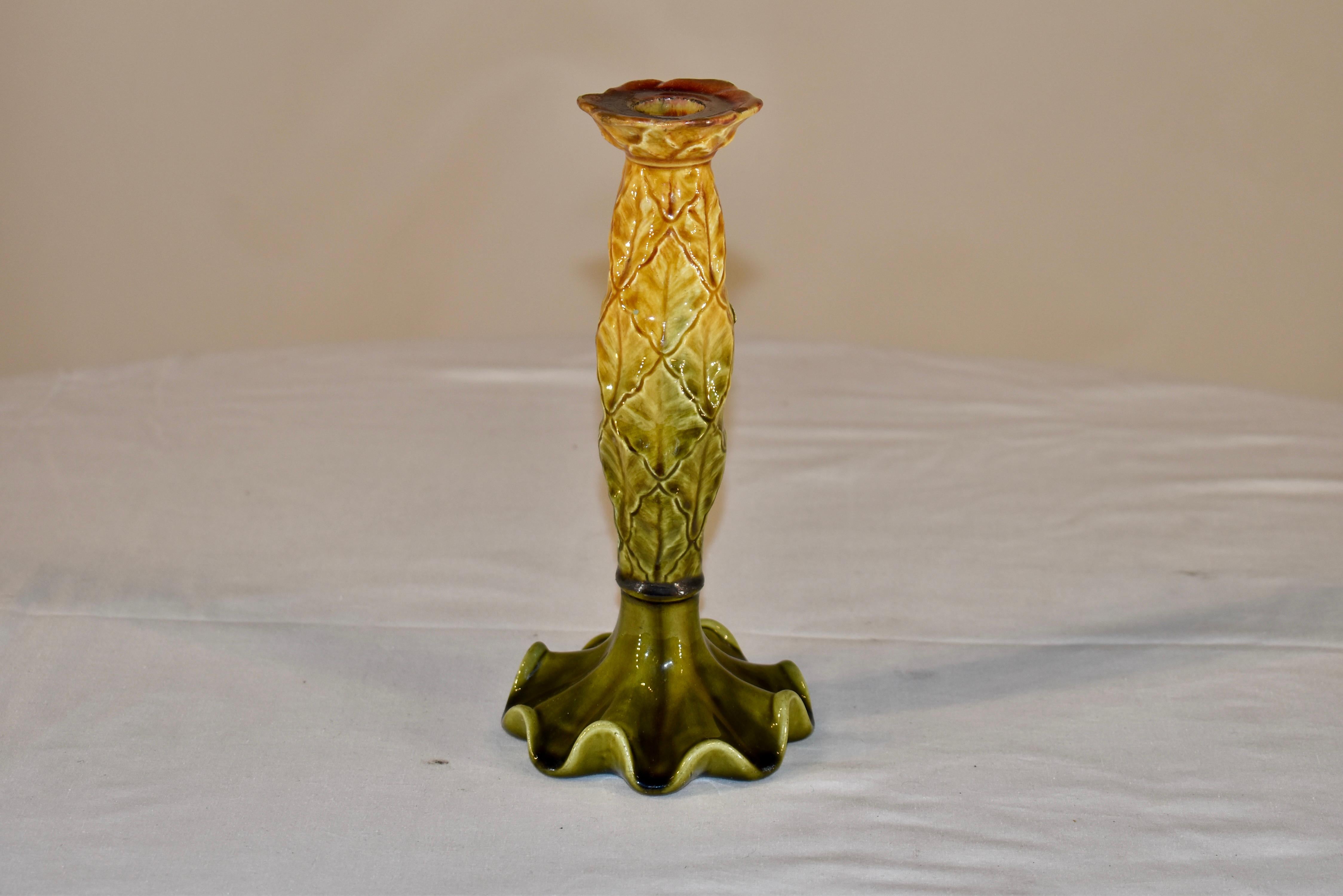 French 19th Century Palissy Candle Stick For Sale