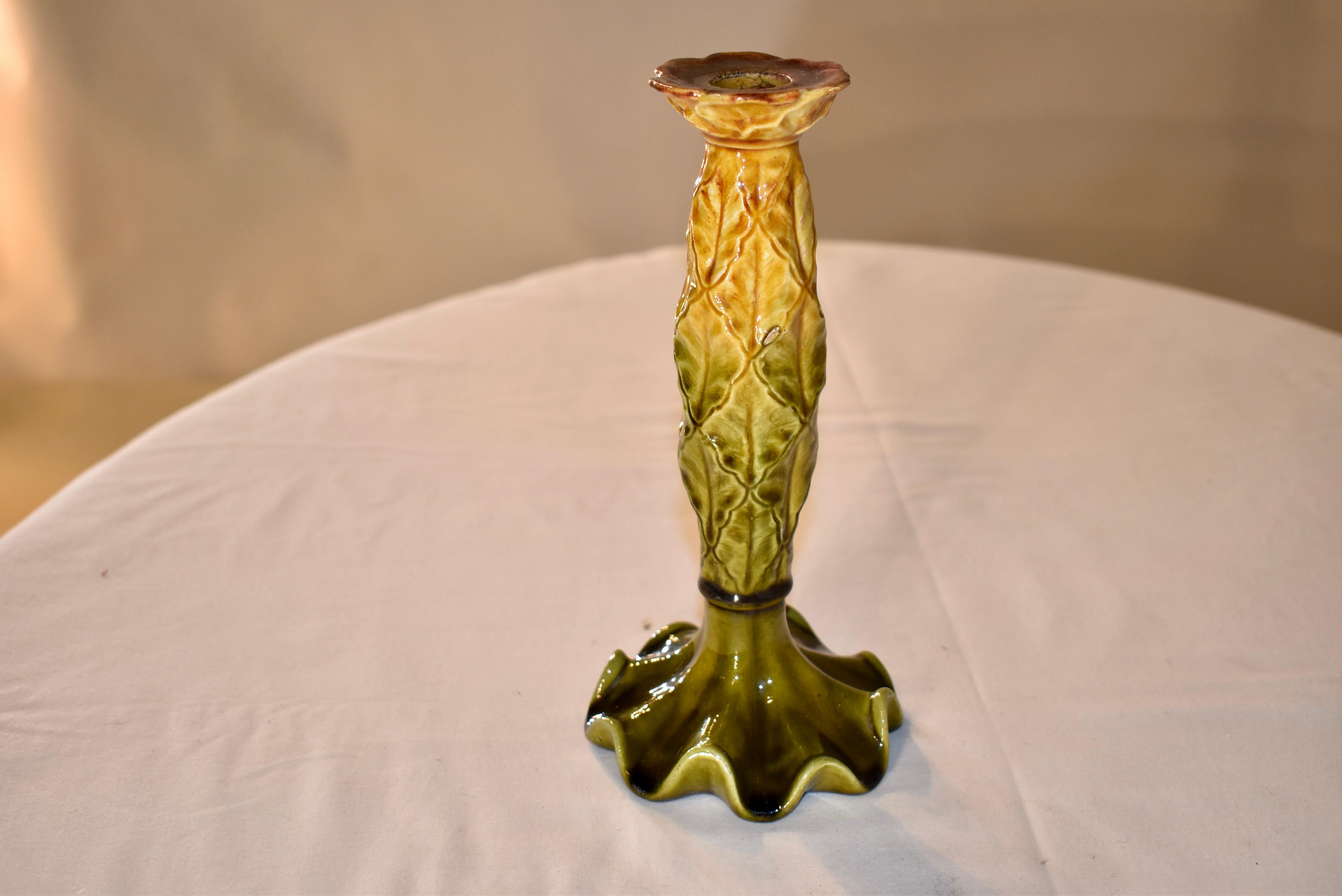 19th Century Palissy Candle Stick For Sale 1