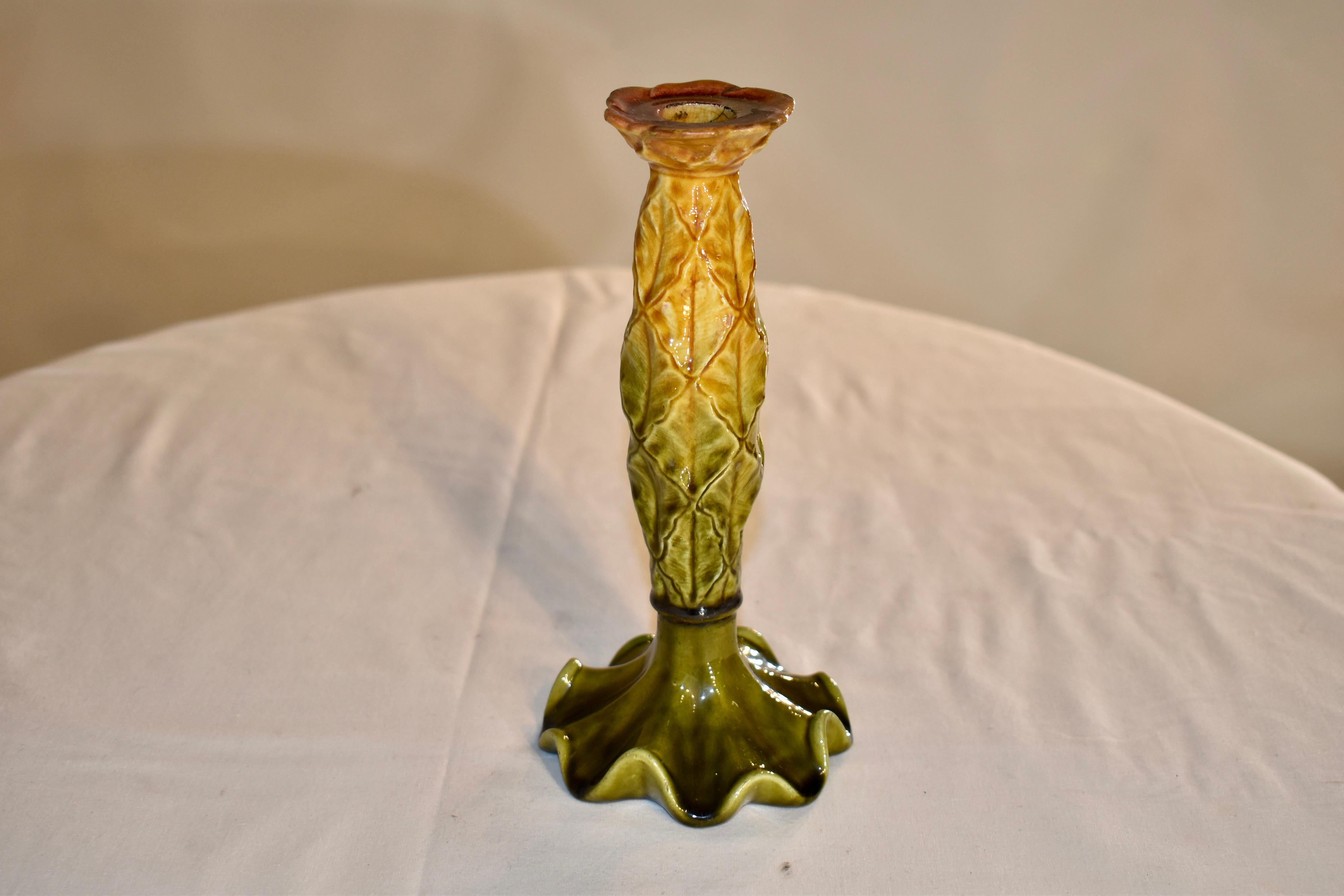 19th Century Palissy Candle Stick For Sale 2