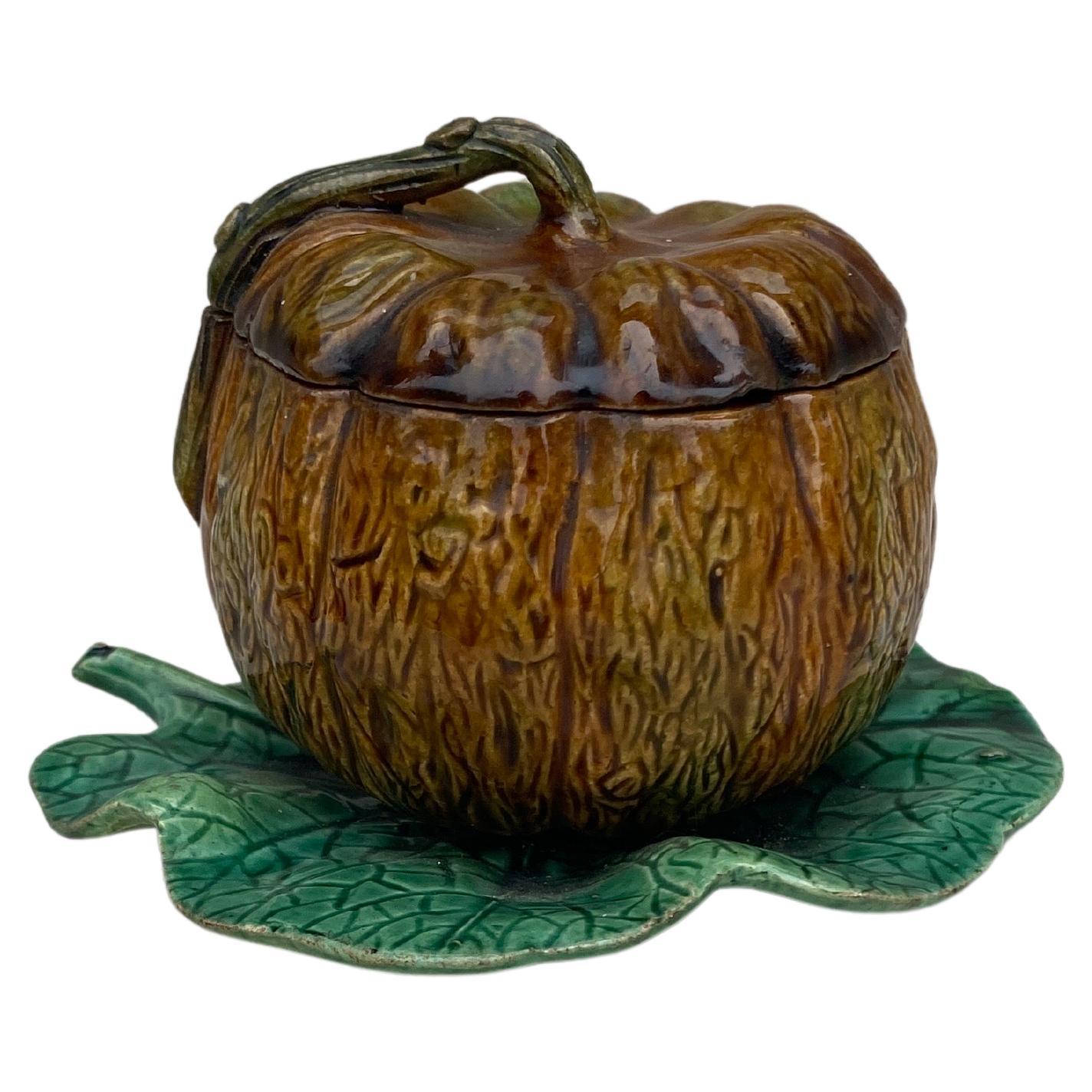 Palissy Majolika Pumpkin-Terrine aus dem 19. Jahrhundert 