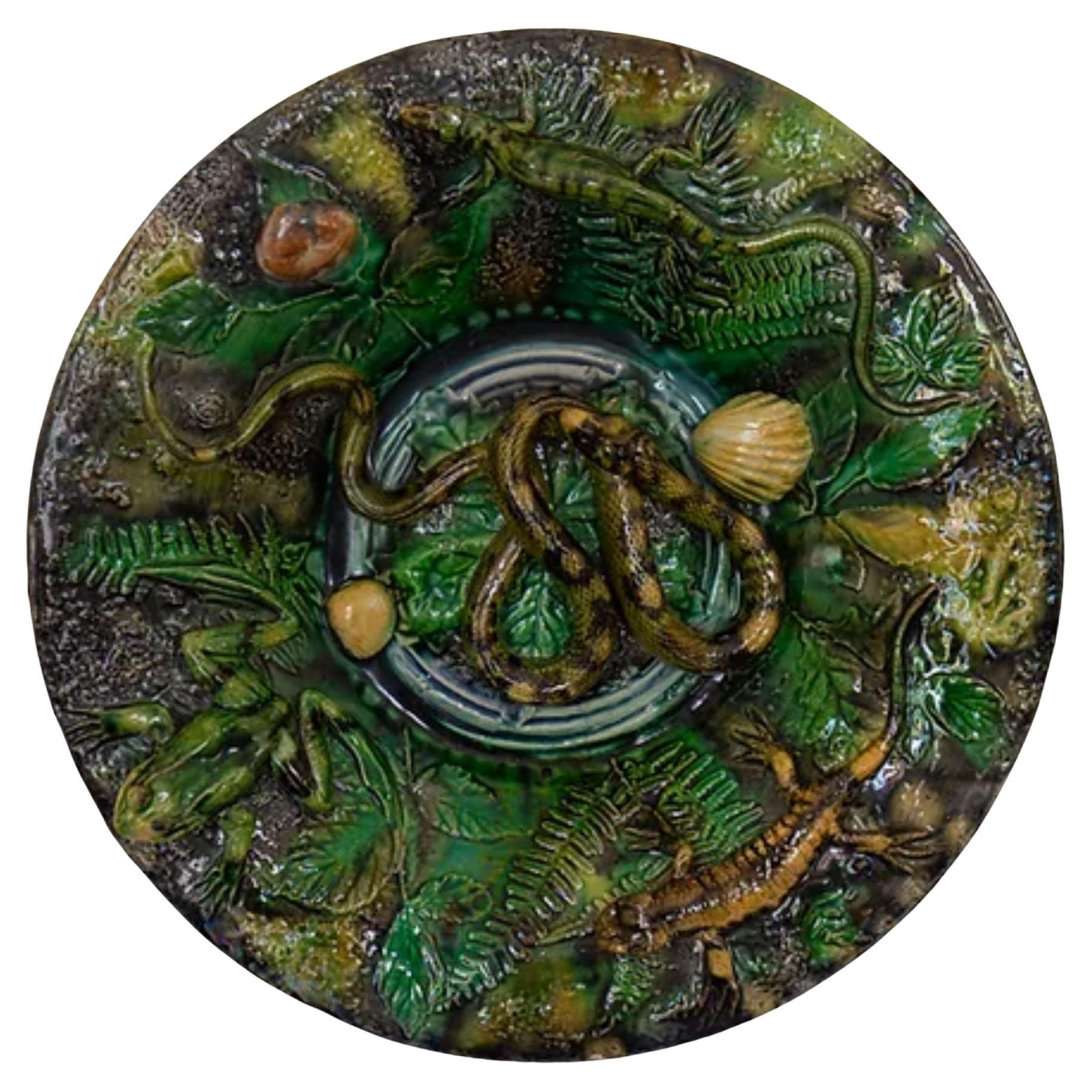 19th Century Palissy Ware Bowl by Alfred Renoleau, circa 1889-1891