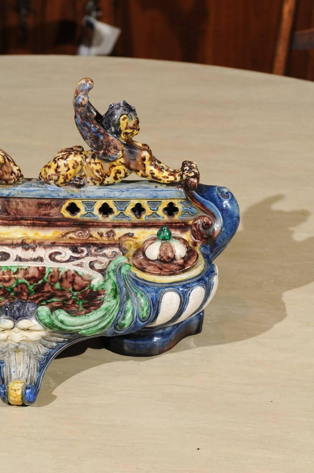 Late 19th Century 19th Century Palissyware Inkstand by Thomas Sargent For Sale