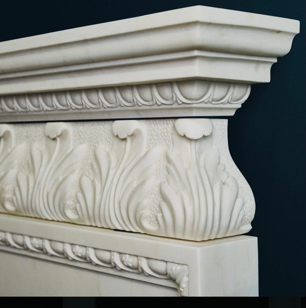 19th Century Palladian Style Carved Statuary Marble Fireplace Surround In Good Condition In Edinburgh, GB