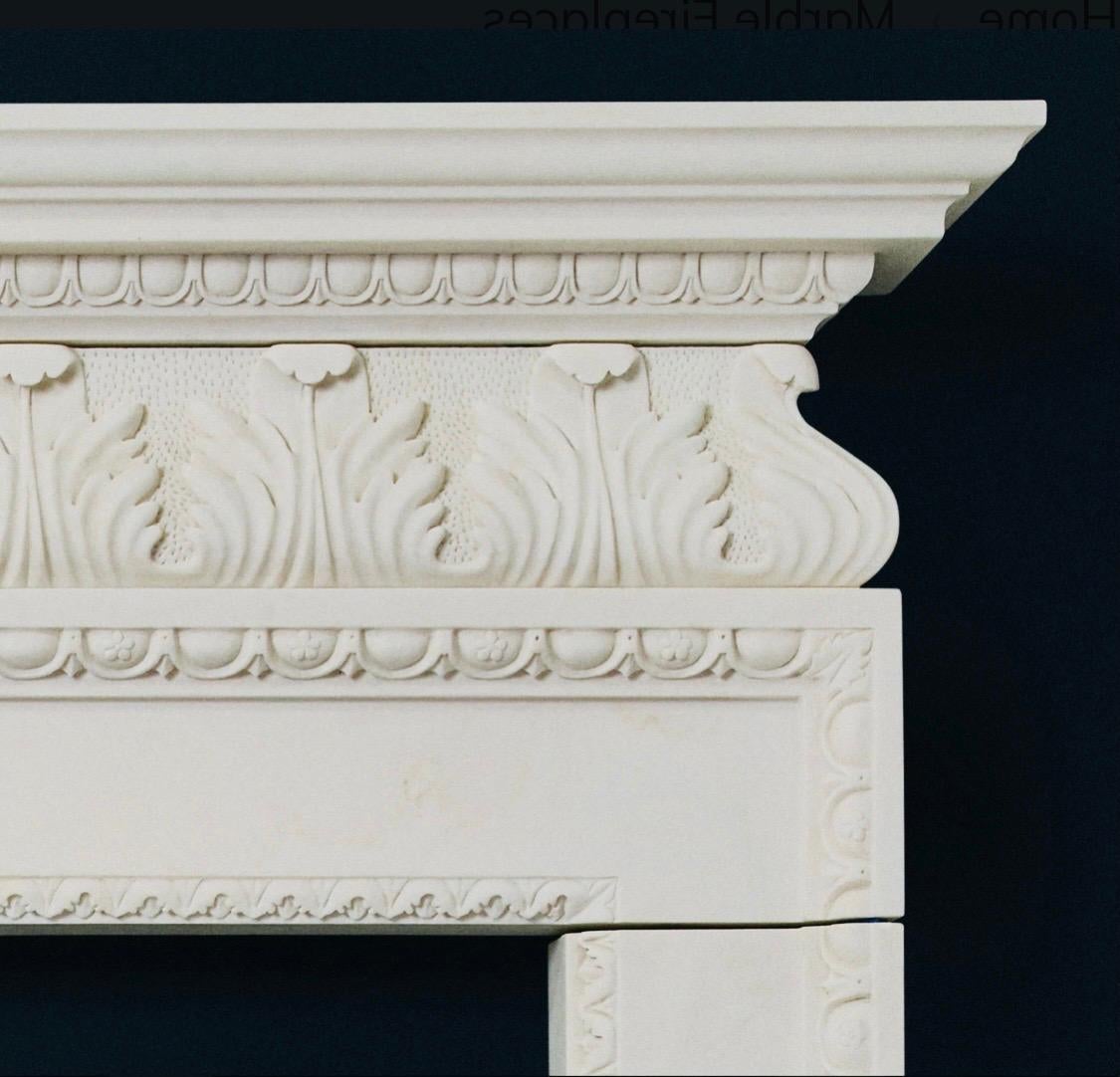 Mid-20th Century 19th Century Palladian Style Carved Statuary Marble Fireplace Surround