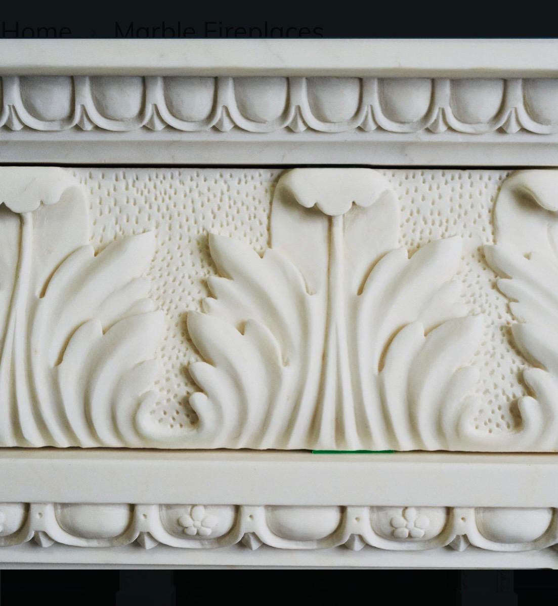 19th Century Palladian Style Carved Statuary Marble Fireplace Surround 1