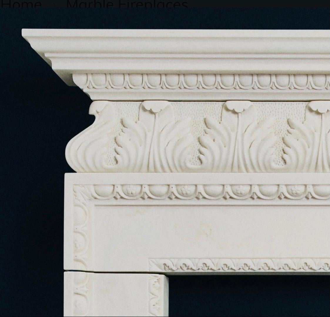 19th Century Palladian Style Carved Statuary Marble Fireplace Surround 2