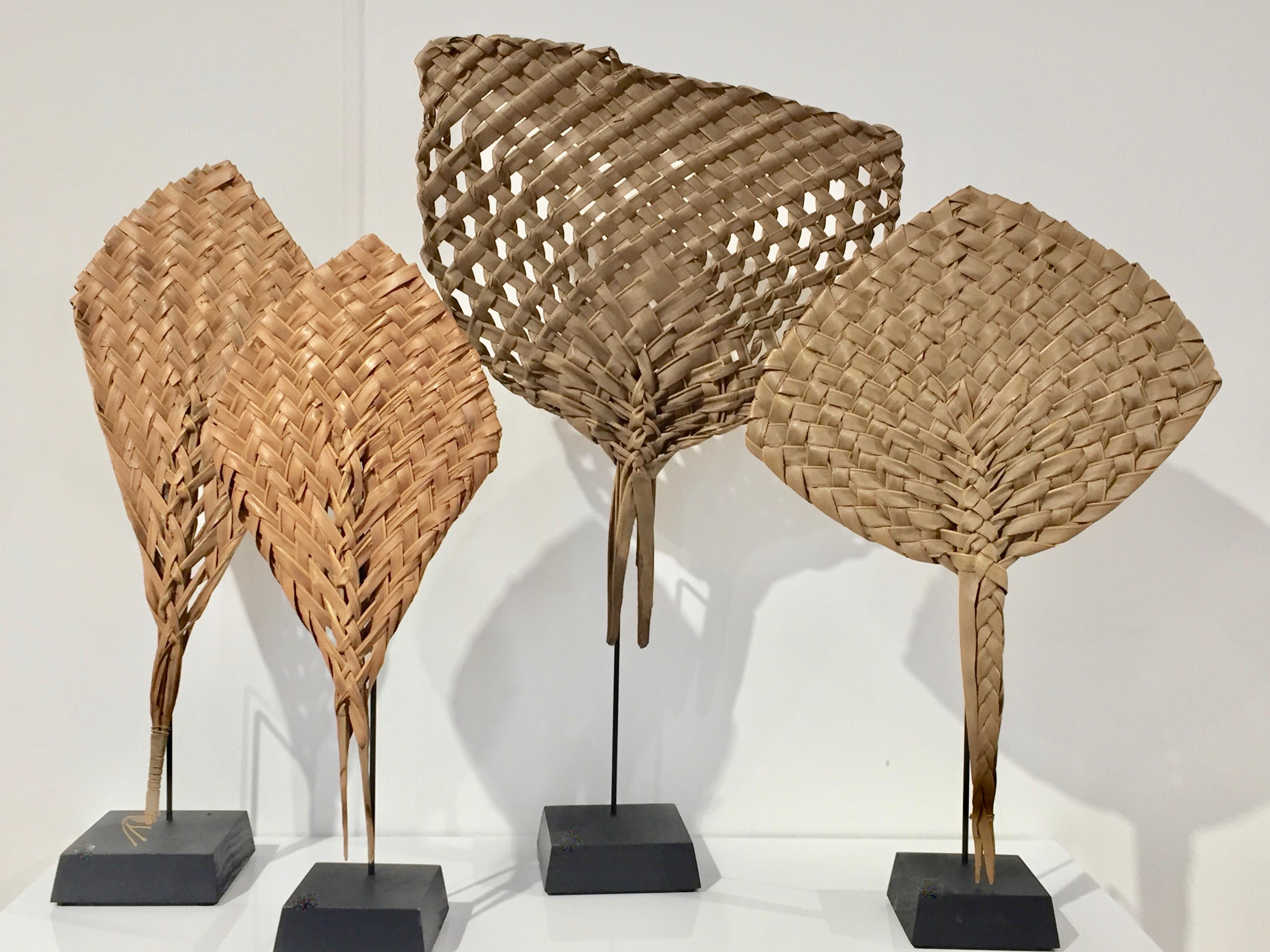 A Tongan palm leaf fan. Provenance, the Melanesian Mission. Founded in 1849 by George Augustus Selwyn. The work of the Mission was primarily centred in Solomon Islands and Vanuatu, but did have material from other Pacific Islands. Fans sold
