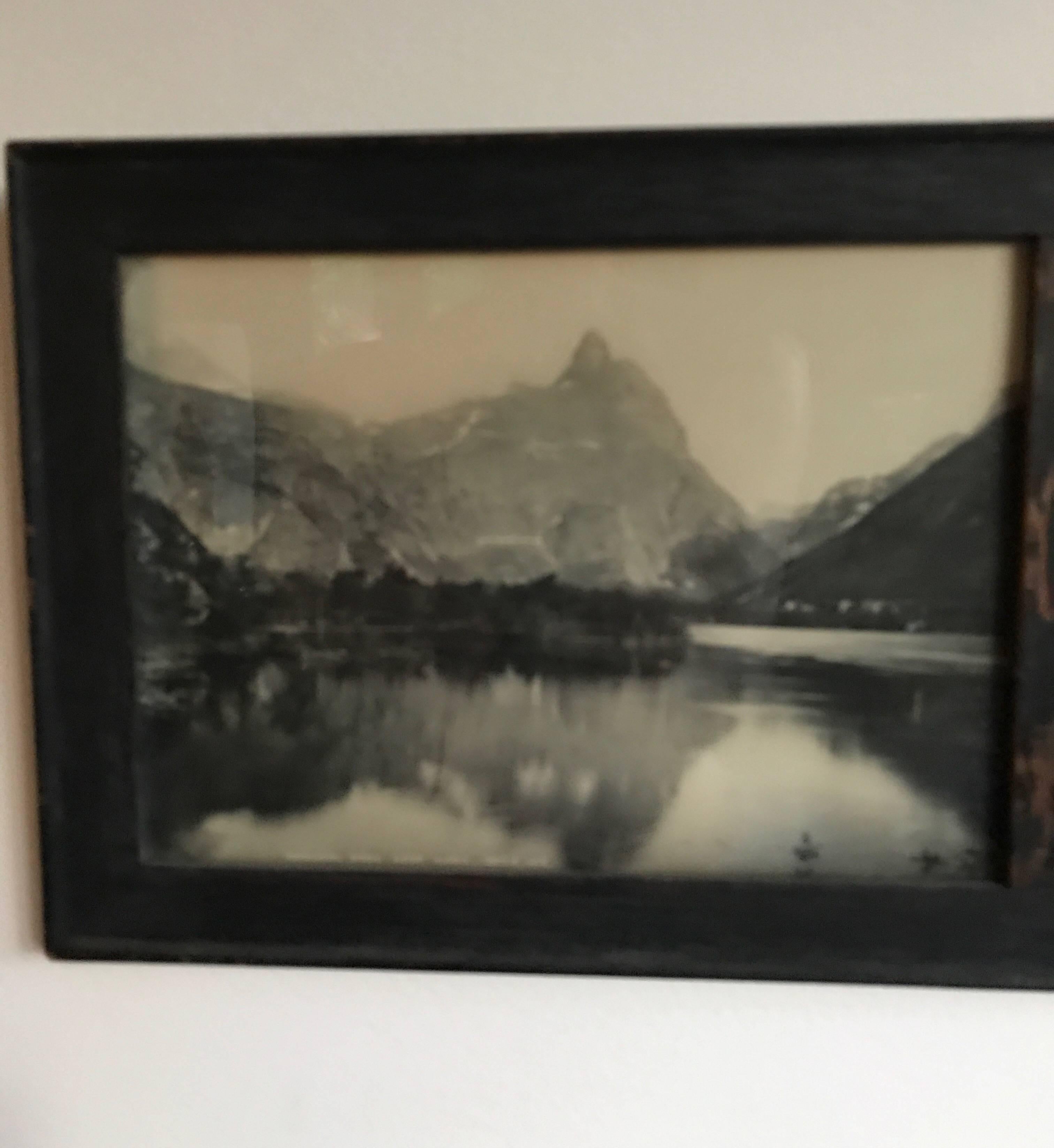 Oak 19th Century Panaramic Scenic Black and White Photograph of Loen Lake Nordfjord For Sale