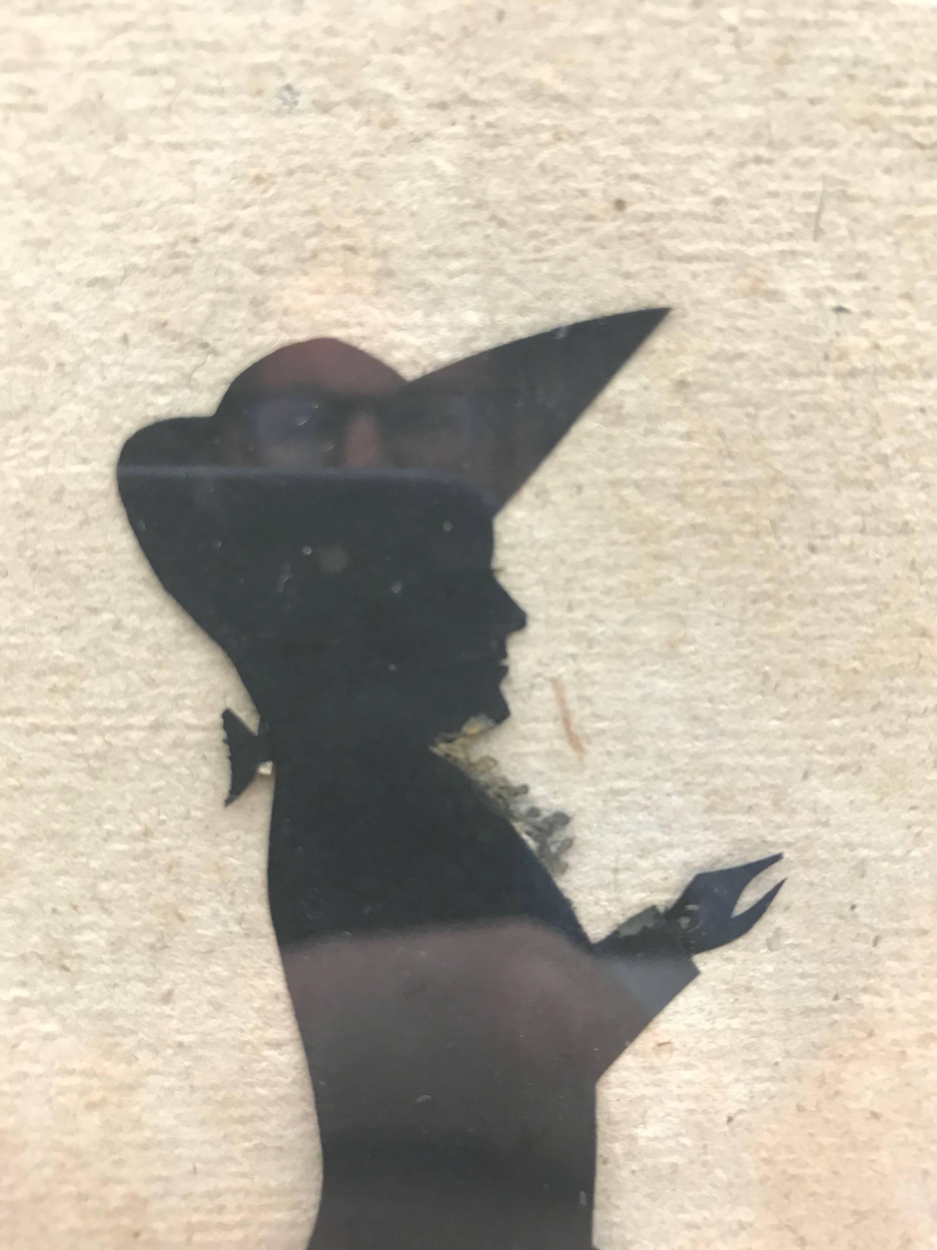 Dutch 19th Century Paper Cut Silhouette of Gentleman in Front of a Table
