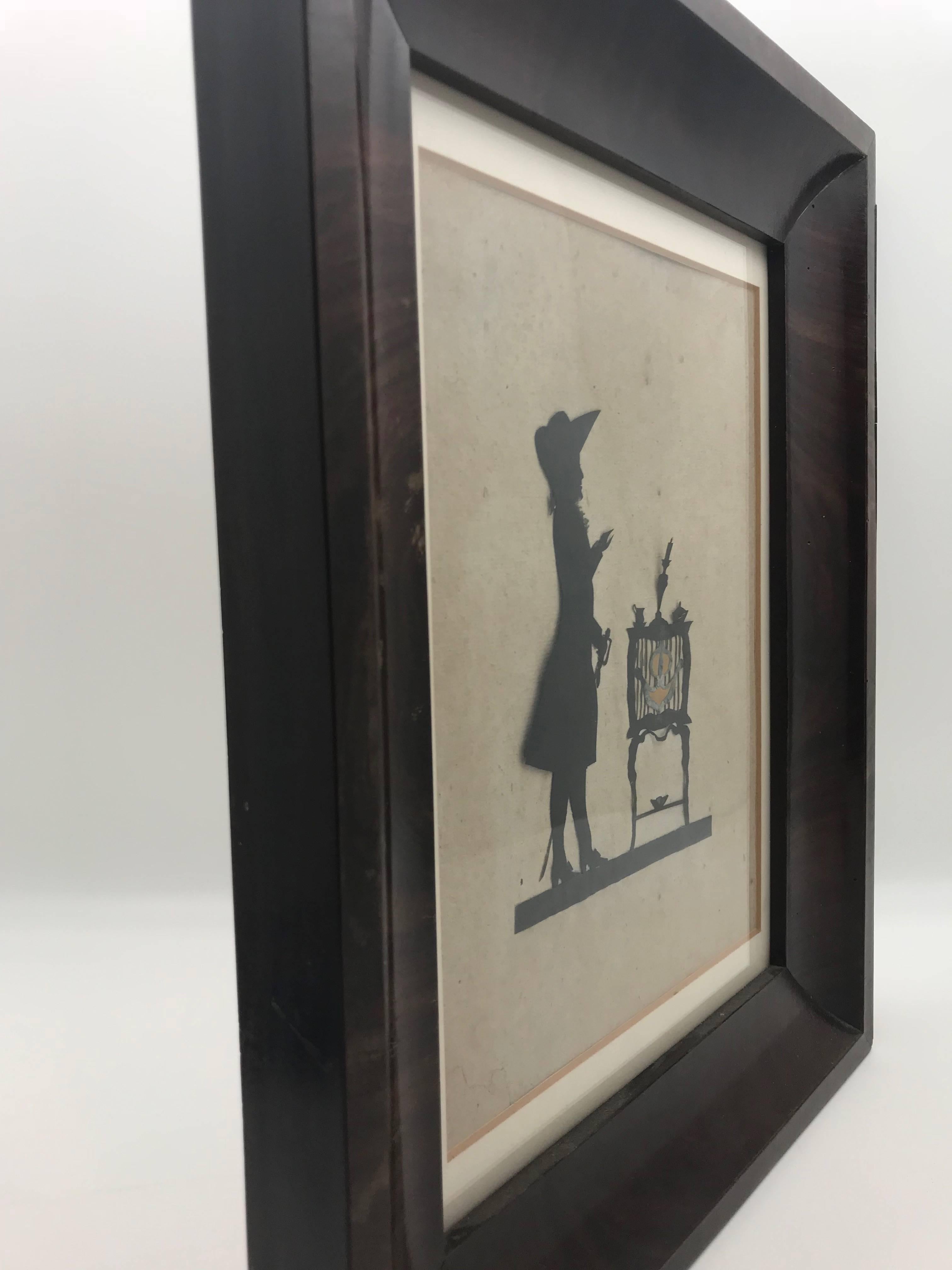 19th Century Paper Cut Silhouette of Gentleman in Front of a Table 1