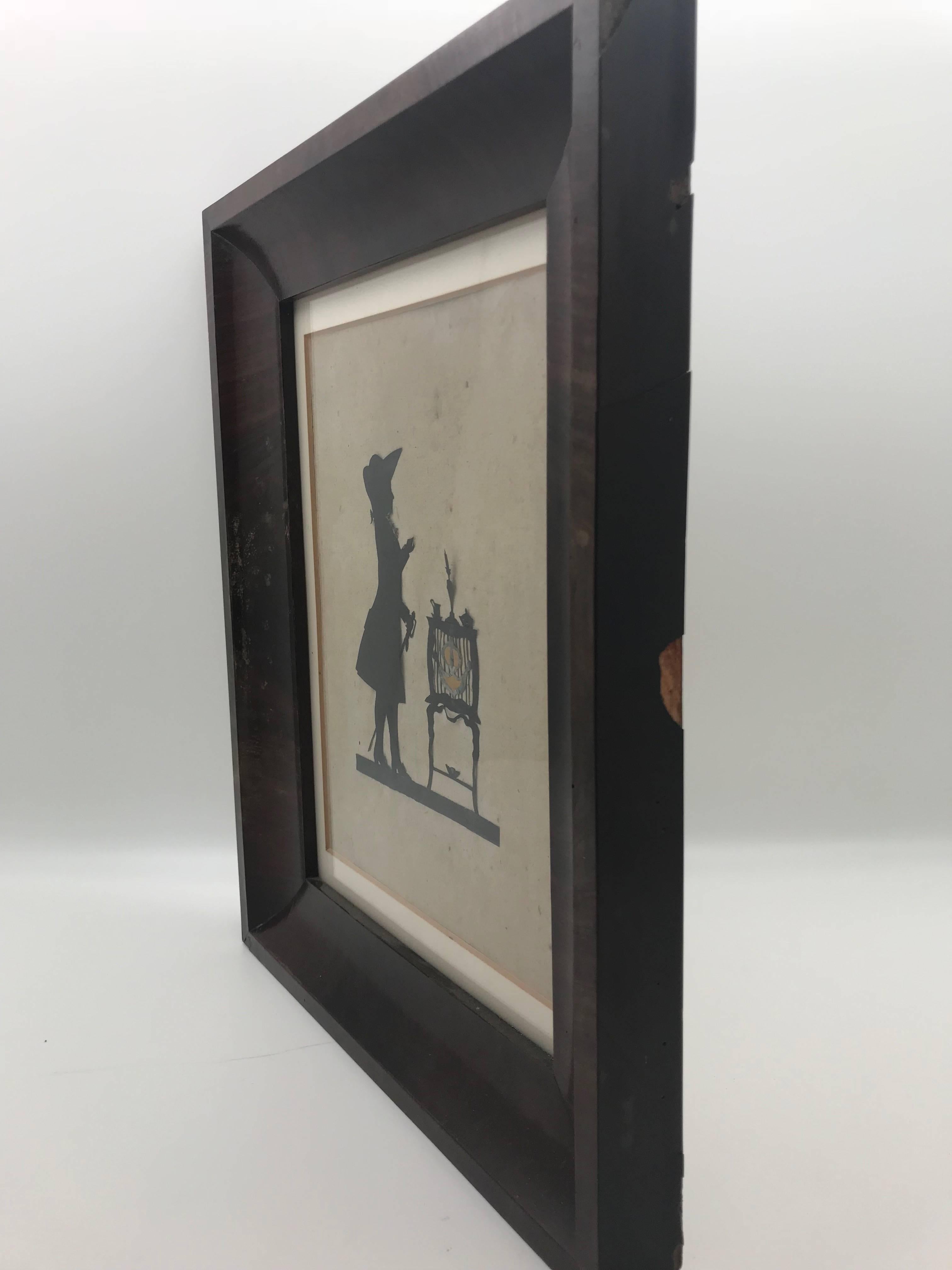 19th Century Paper Cut Silhouette of Gentleman in Front of a Table 2