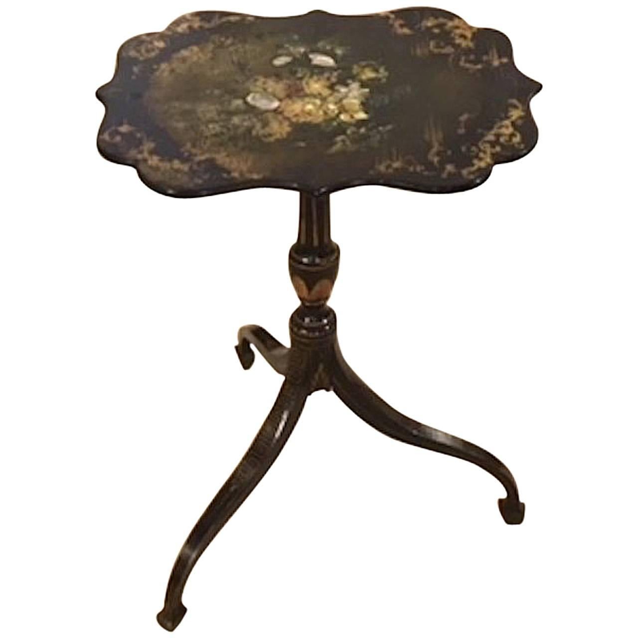 19th Century Papier Mâché and Ebonized Shaped Wine Table