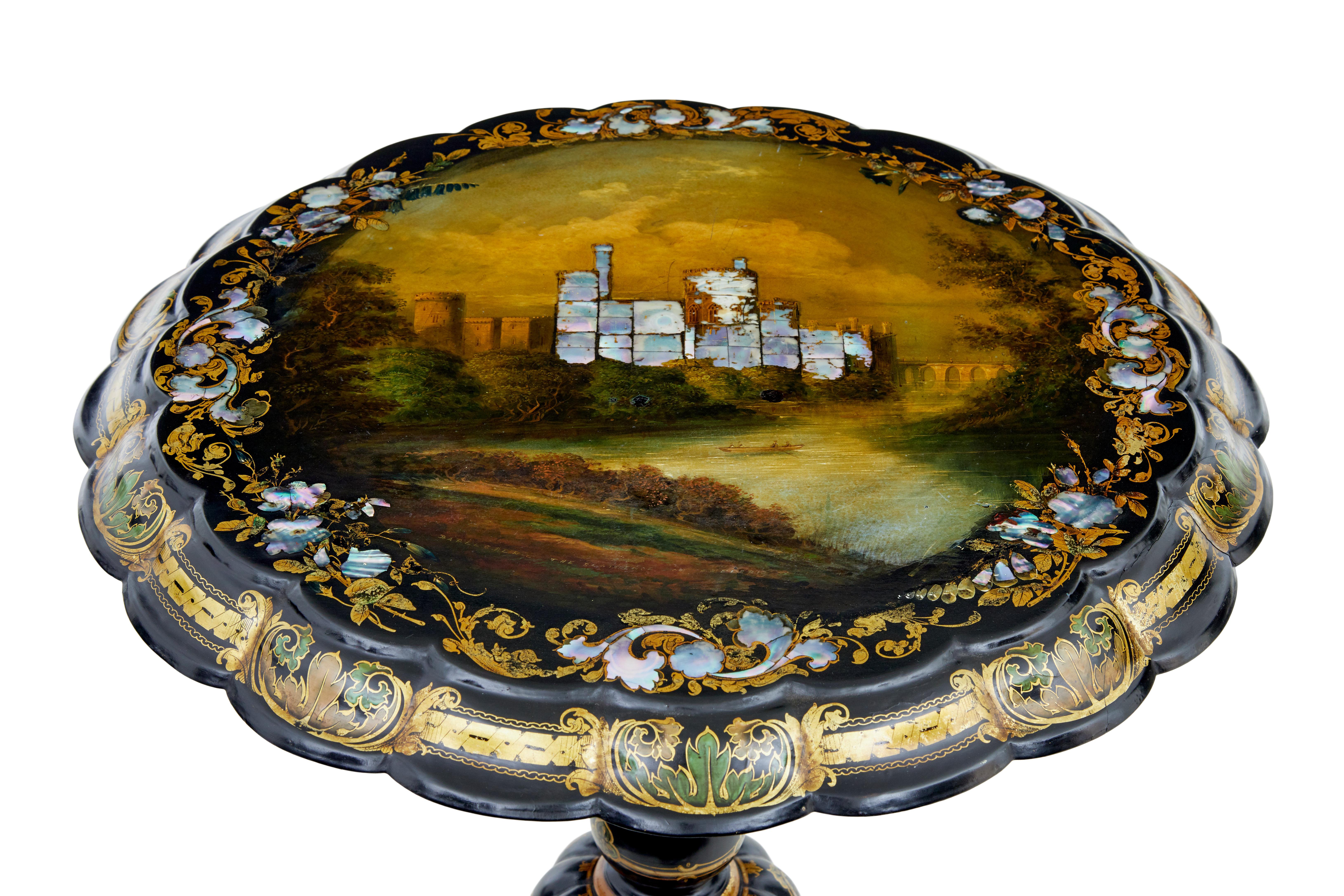 Superb quality table very much in the manner of Jennings and Bettridge

Features a scene and is inscribed 'babelsberg the residence of frederic willian'

Babelsberg palace is the largest district of the bradenburg capital potsdam in germany, which