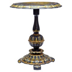 19th Century Papier Mâché and Painted Mother of Pearl Inlaid Tilt-Top Table