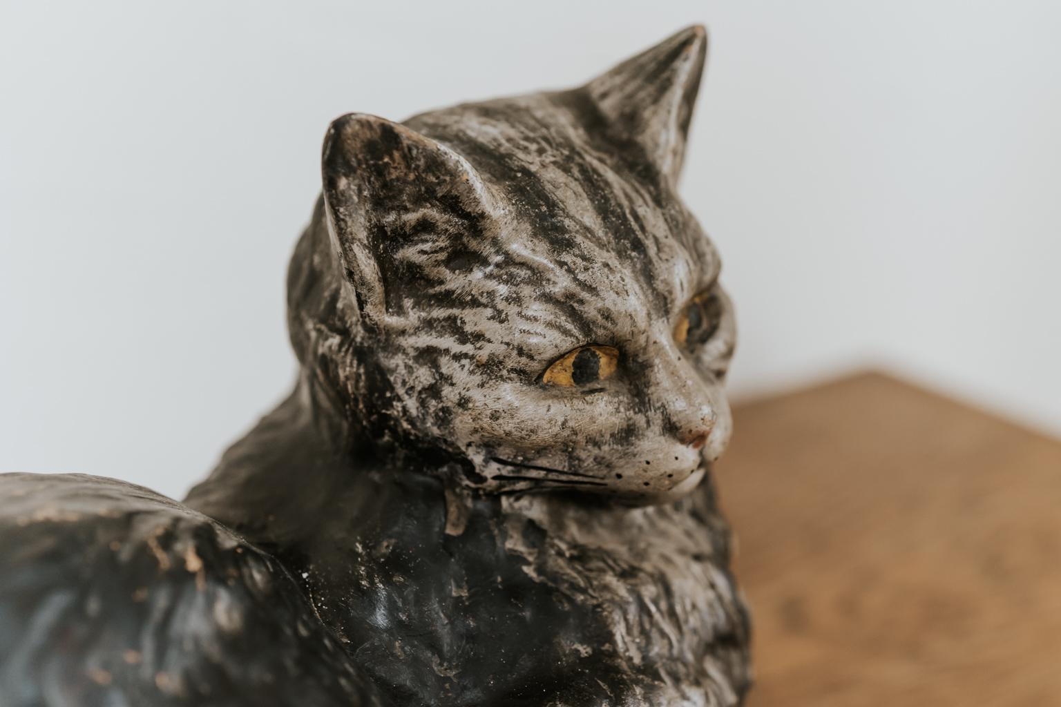 Paper 19th Century Papier Mâché Cat