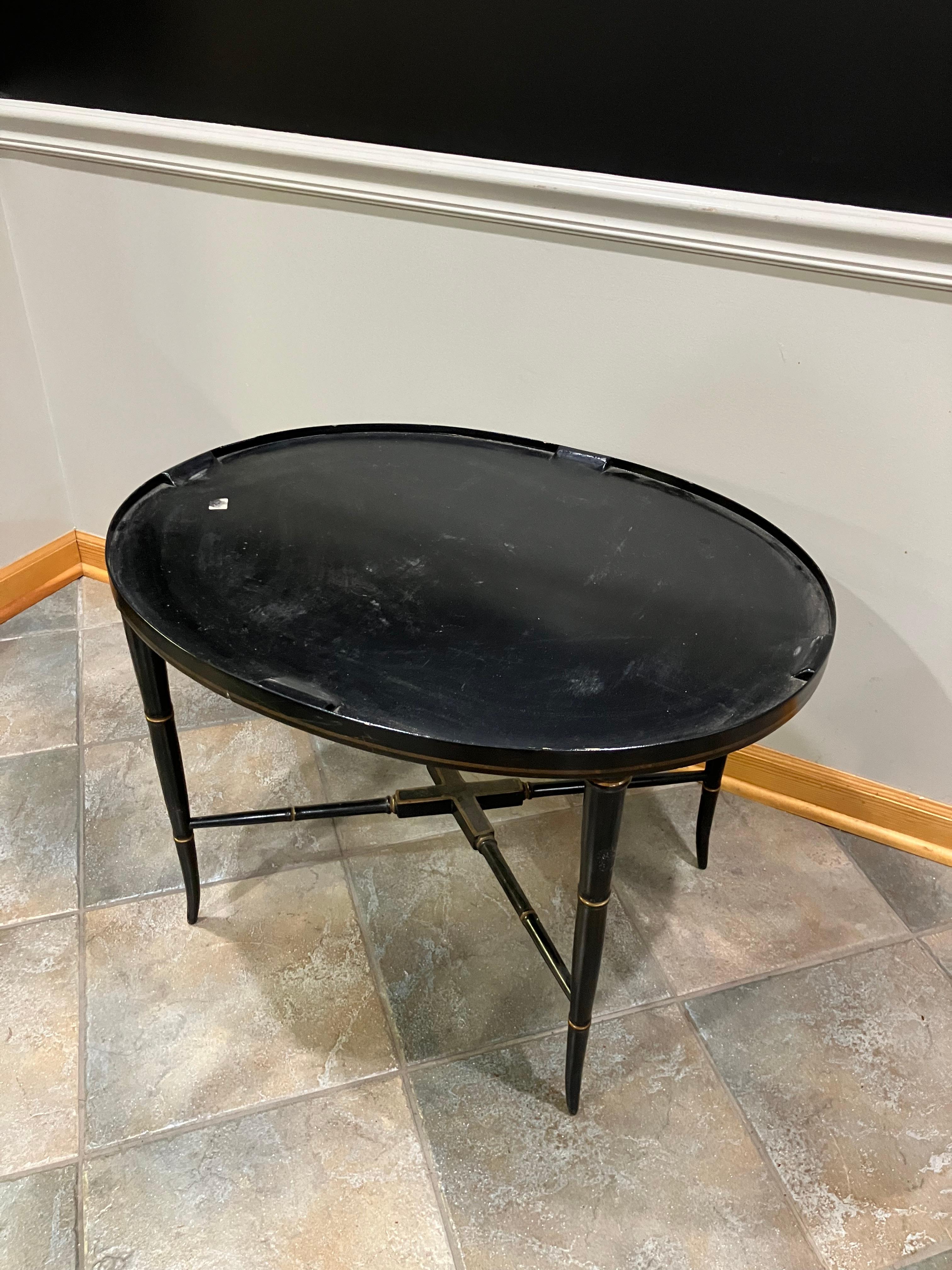 19th Century Papier-Mâché Coffee Table with Mother-of-Pearl Inlay In Good Condition For Sale In Winnetka, IL