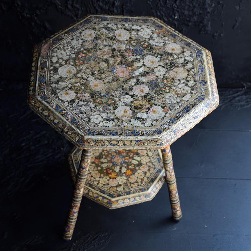 Hand-Crafted 19th Century Papier Mache Kashmir Table