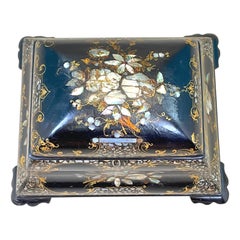 19th Century, Papier Mache Tea Caddy