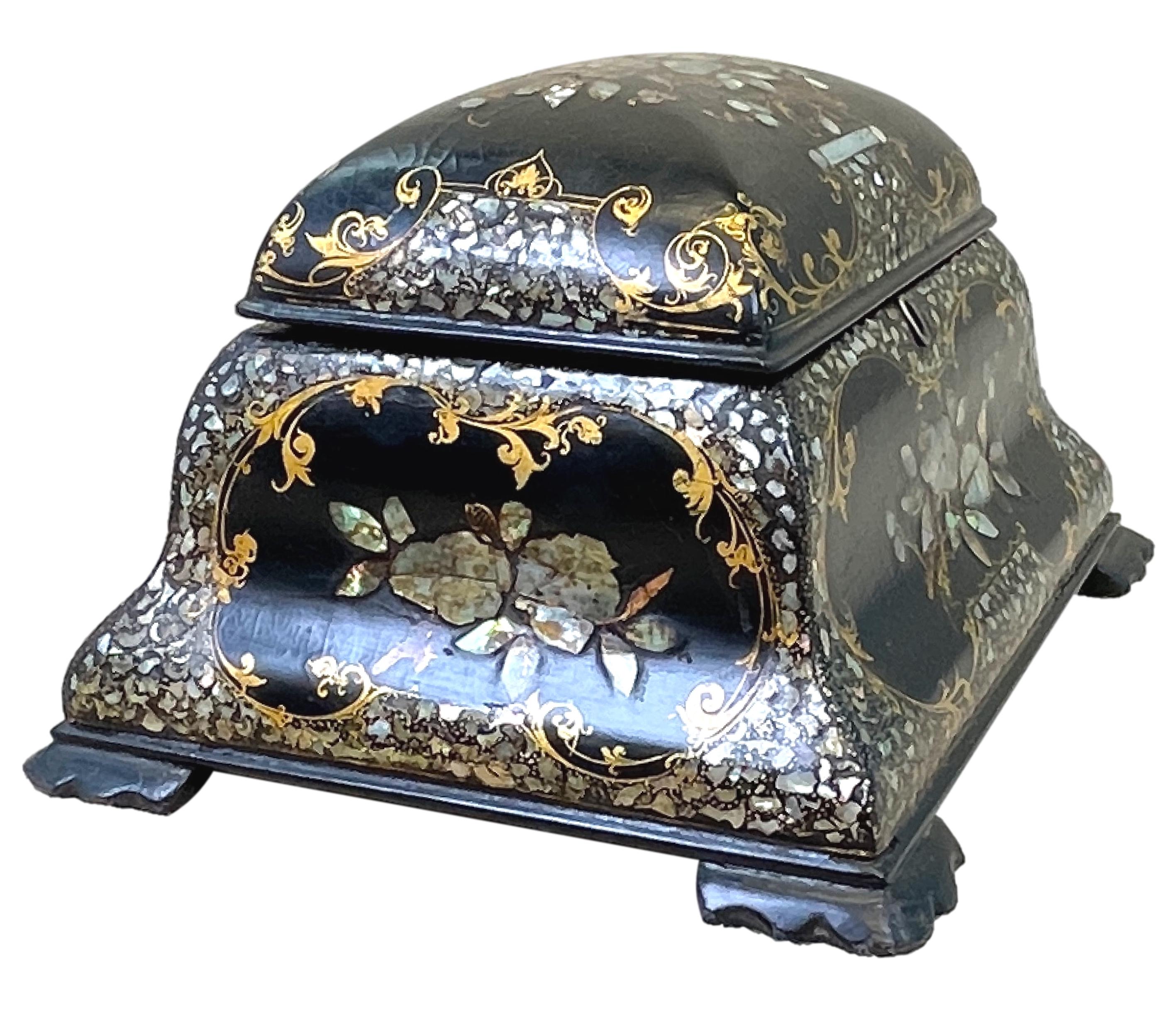 19th Century, Papier Mache Tea Caddy 3