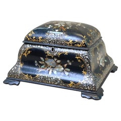 19th Century, Papier Mache Tea Caddy