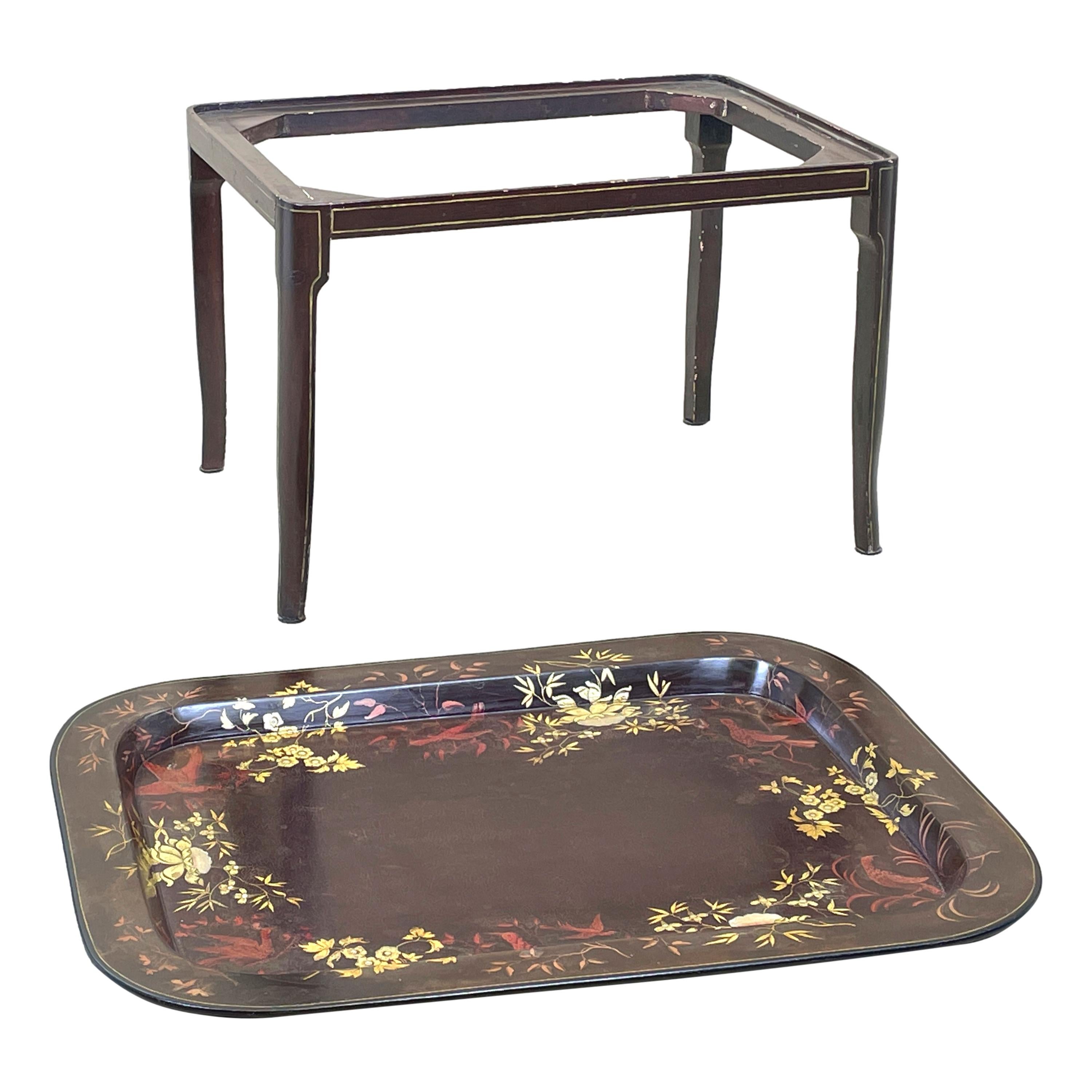 Victorian 19th Century Papier Mache Tray on Stand For Sale