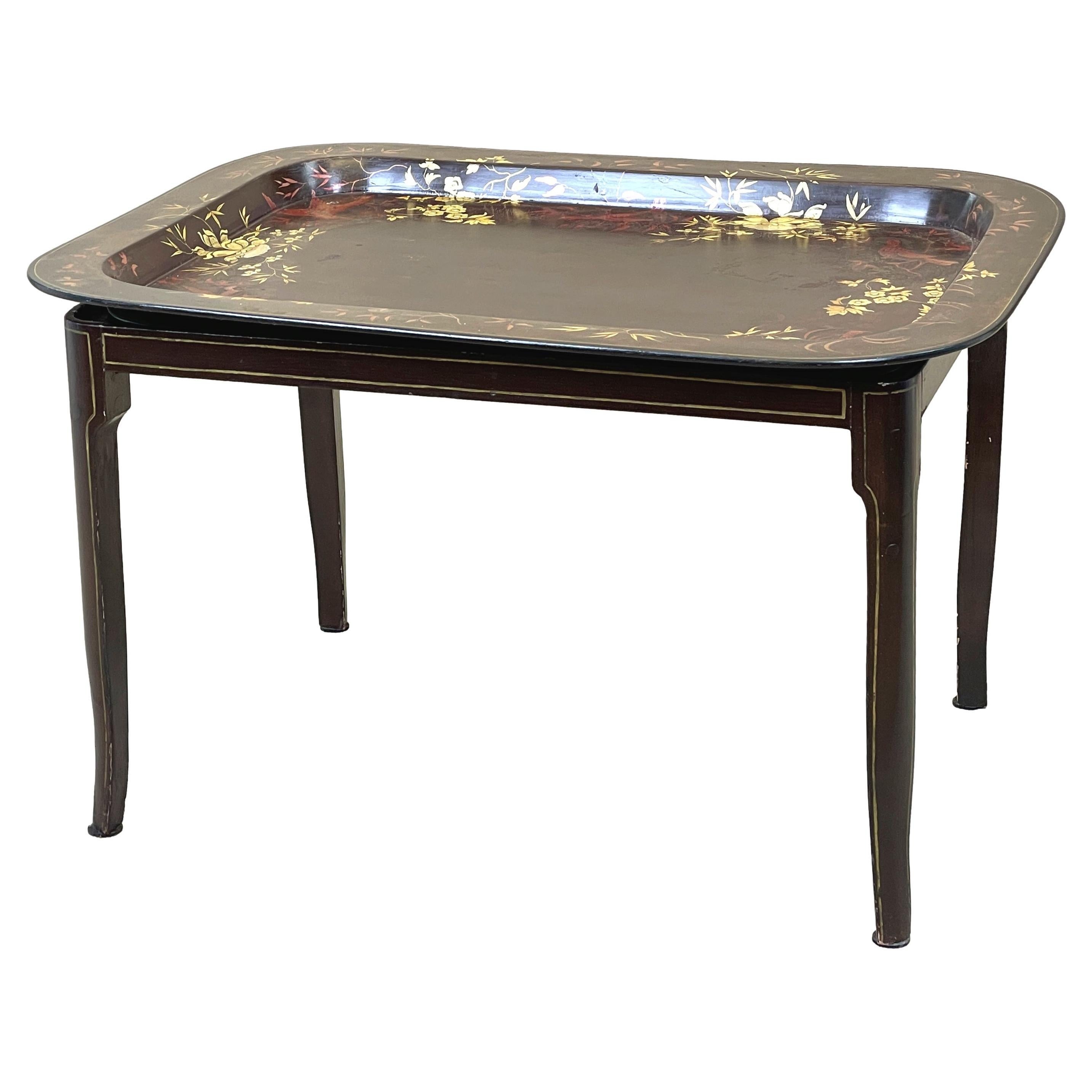 19th Century Papier Mache Tray on Stand