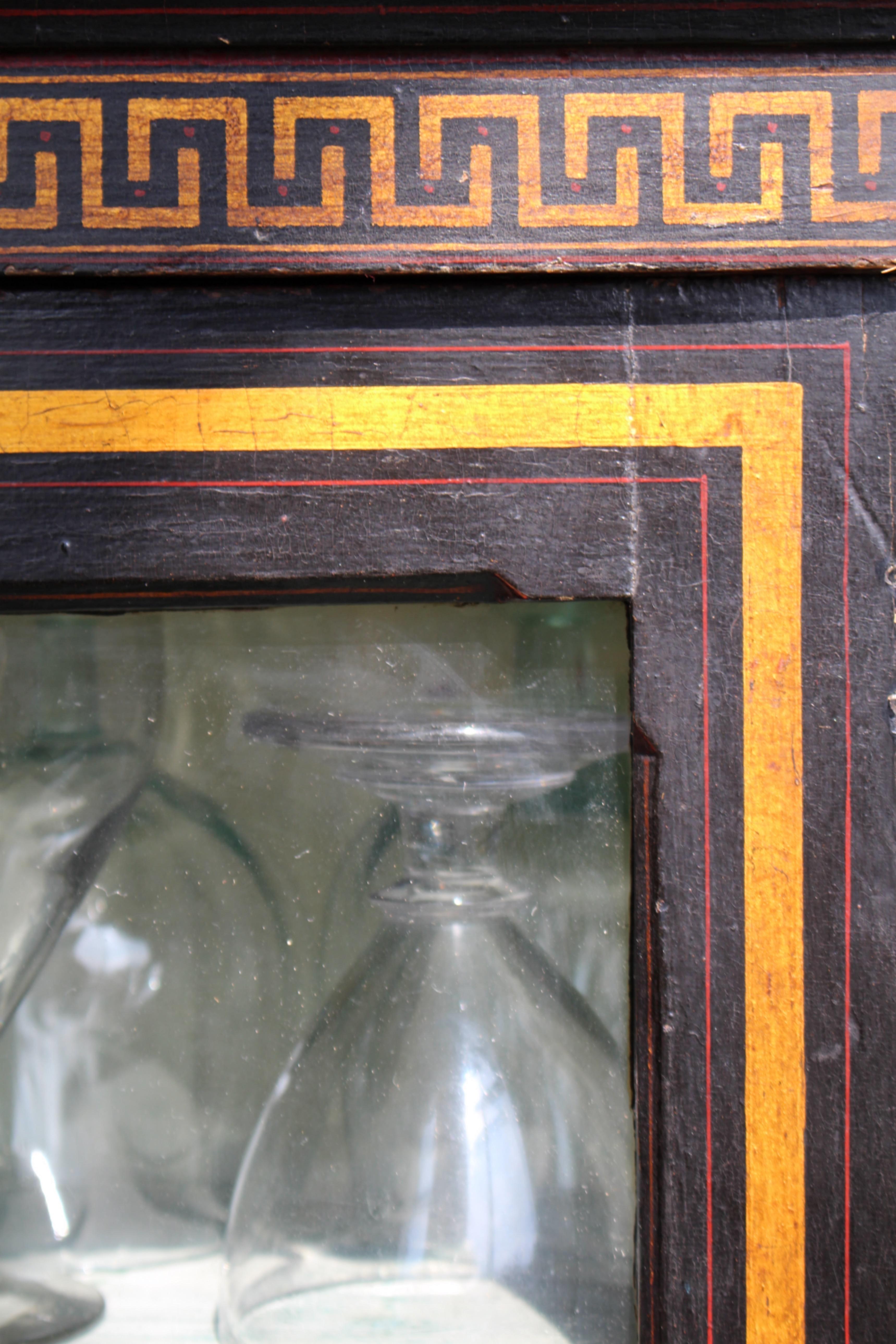 19th Century Parcel Gilt & Ebonised Display Specimen Curio Cabinet Greek Key 4
