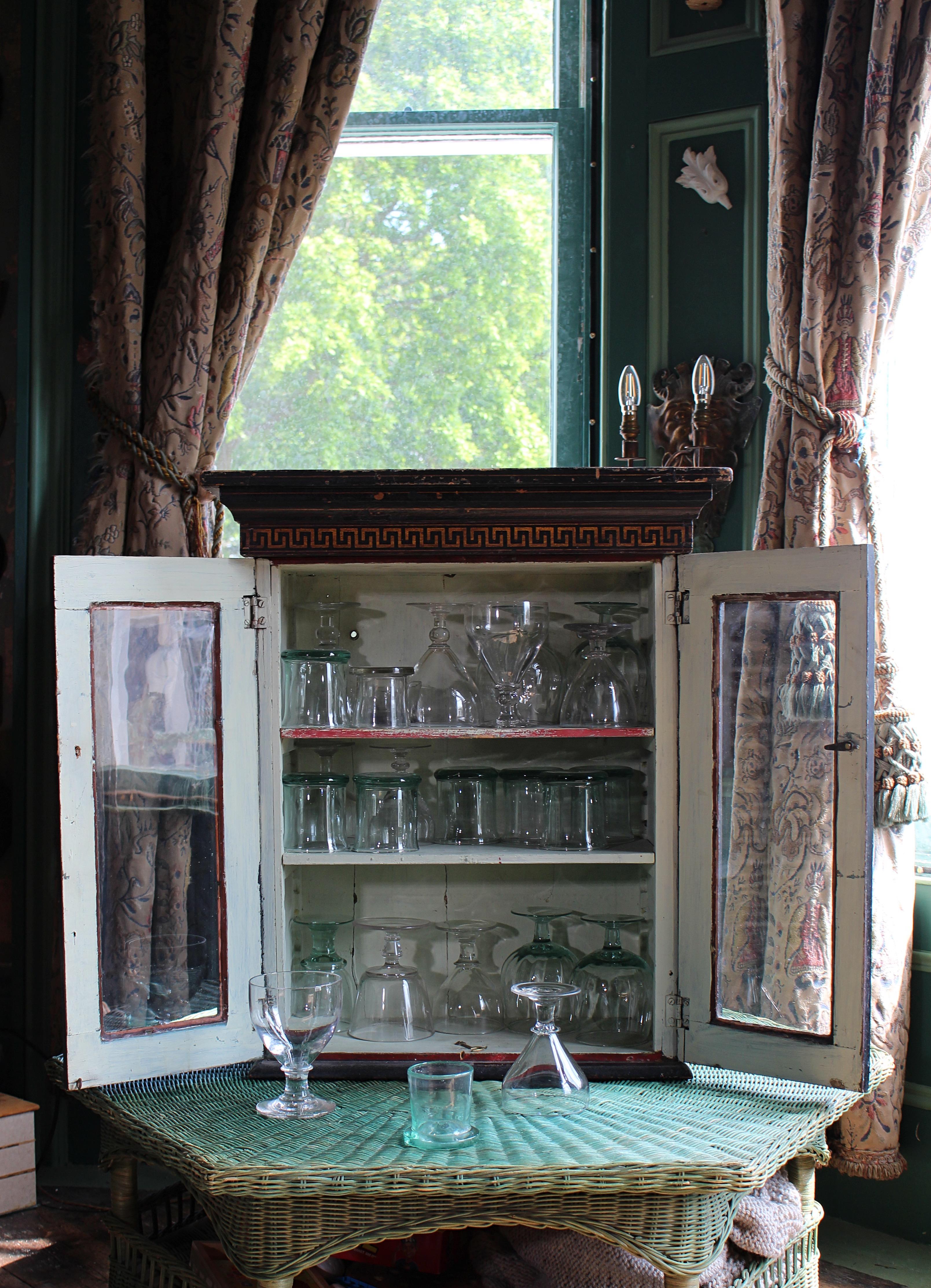 19th Century Parcel Gilt & Ebonised Display Specimen Curio Cabinet Greek Key 1