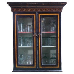 19th Century Parcel Gilt & Ebonised Display Specimen Curio Cabinet Greek Key