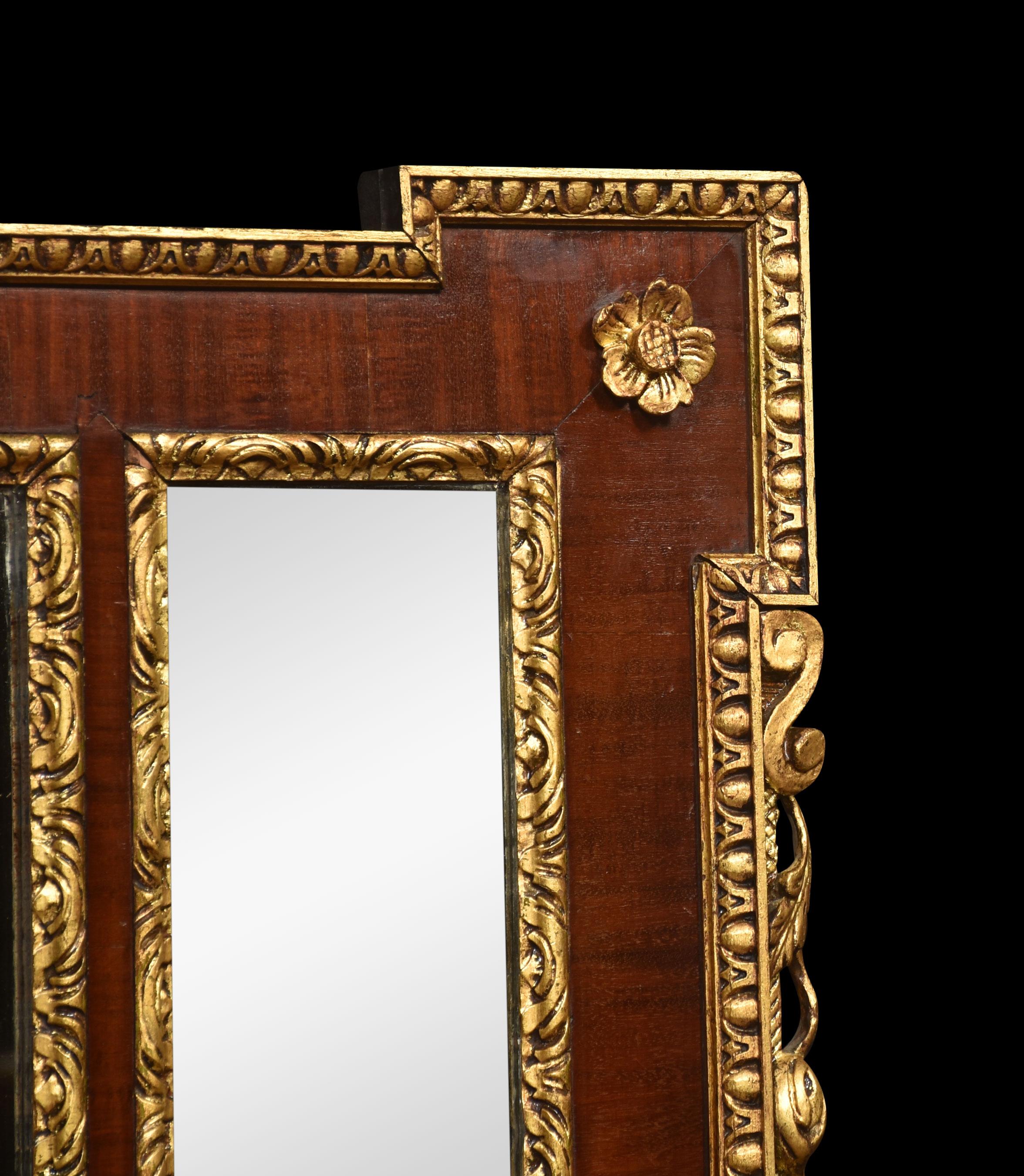 British 19th Century Parcel-Gilt Mahogany Overmantle Mirror For Sale