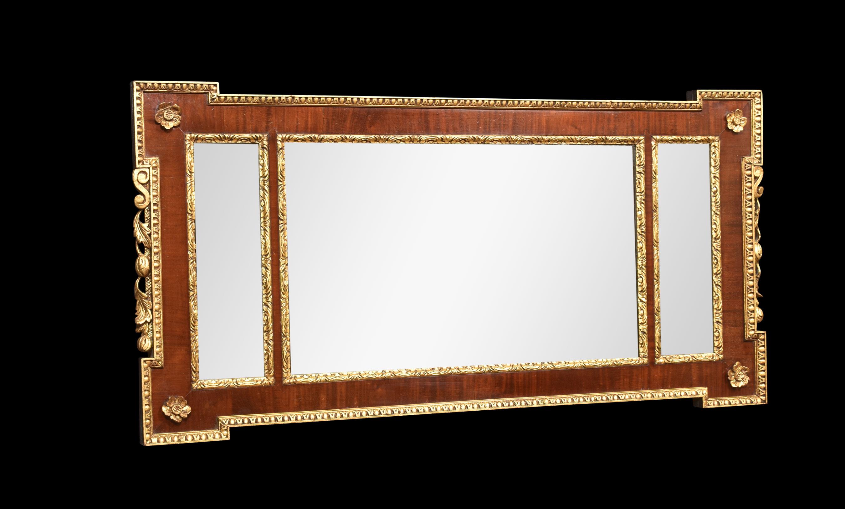 19th Century Parcel-Gilt Mahogany Overmantle Mirror In Good Condition For Sale In Cheshire, GB