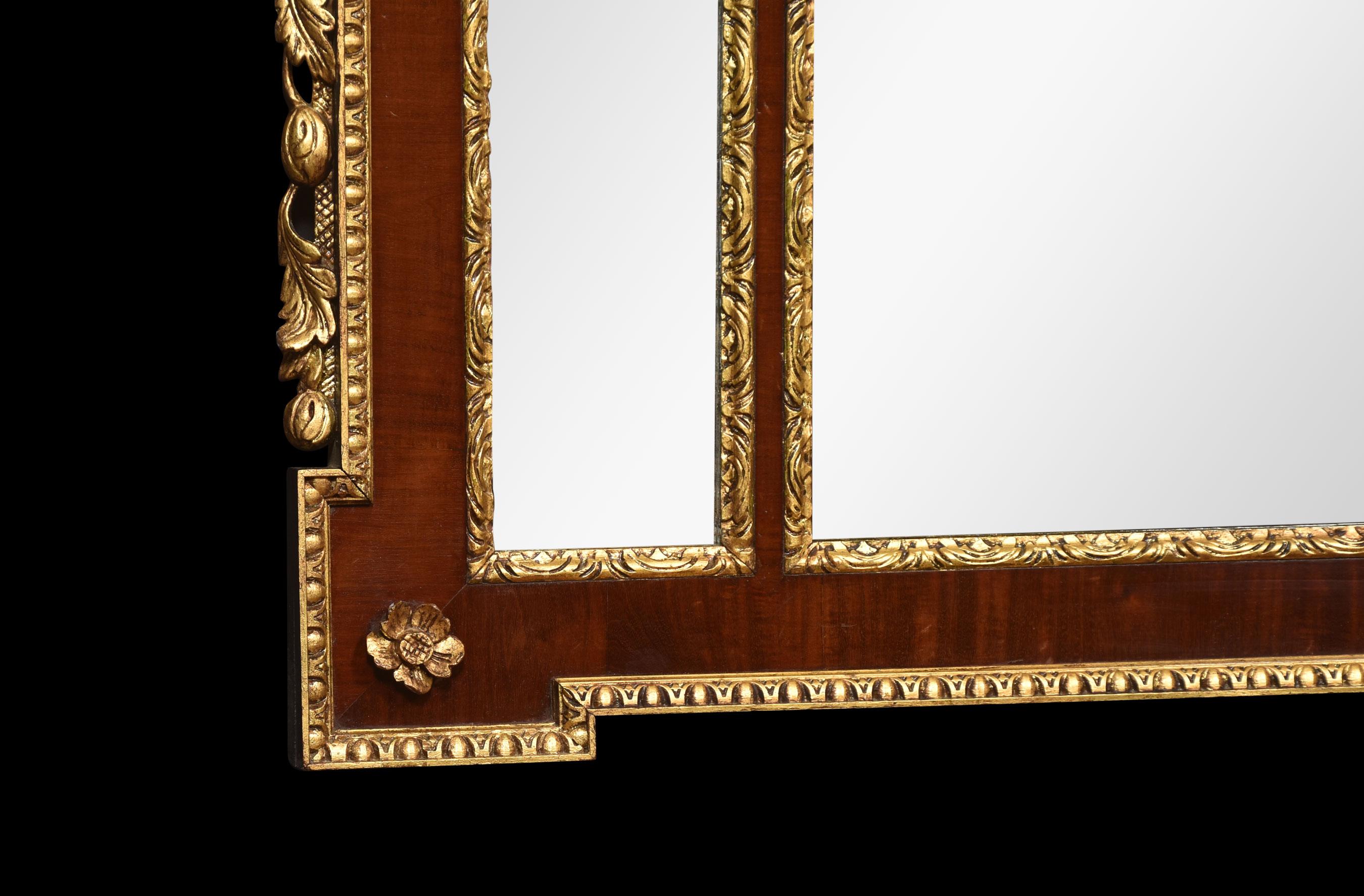 Giltwood 19th Century Parcel-Gilt Mahogany Overmantle Mirror For Sale