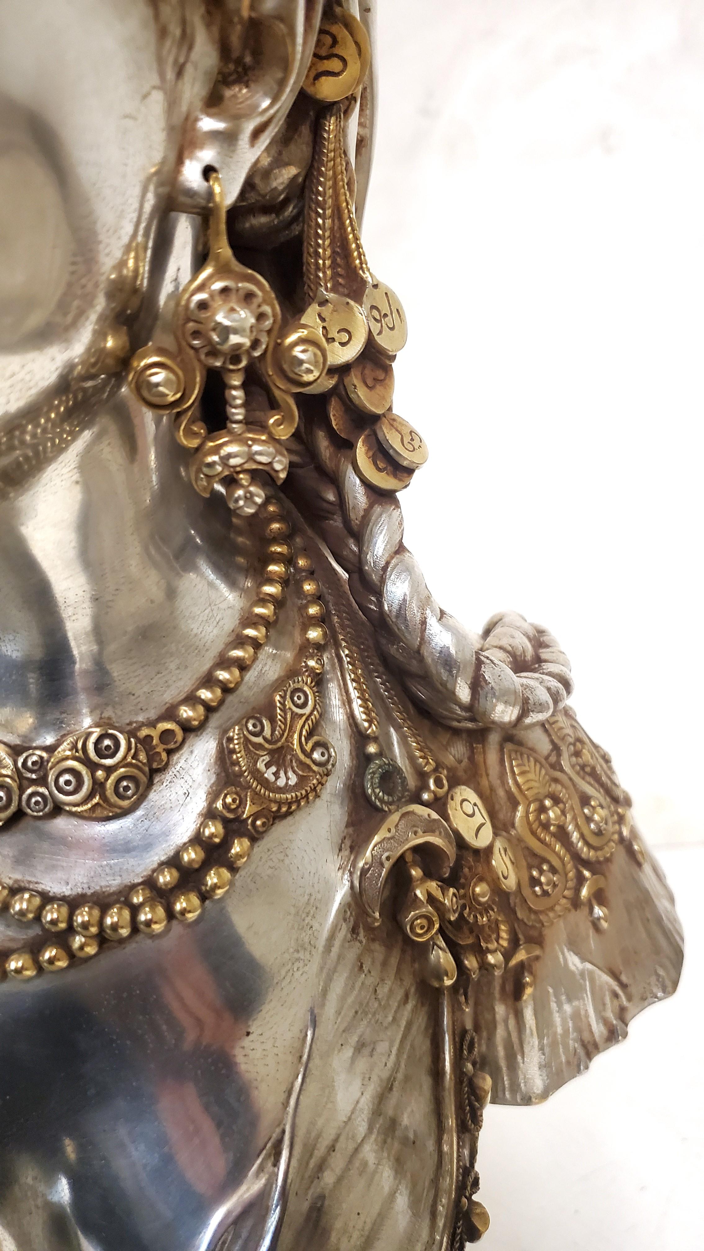 19th Century parcel silver +gilt bronze bust of a young Orientalist Woman w fez For Sale 11