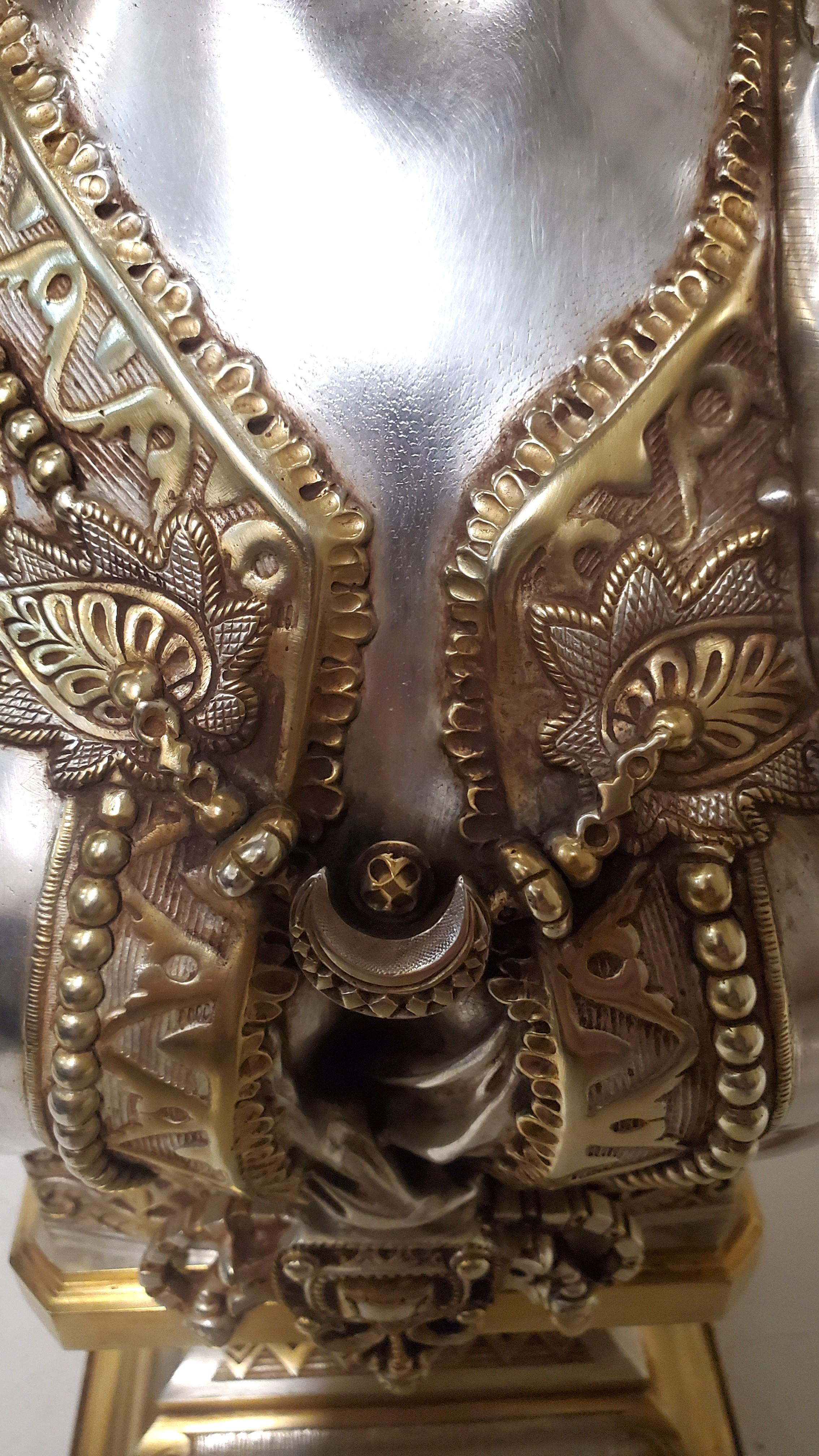 19th Century parcel silver +gilt bronze bust of a young Orientalist Woman w fez For Sale 2
