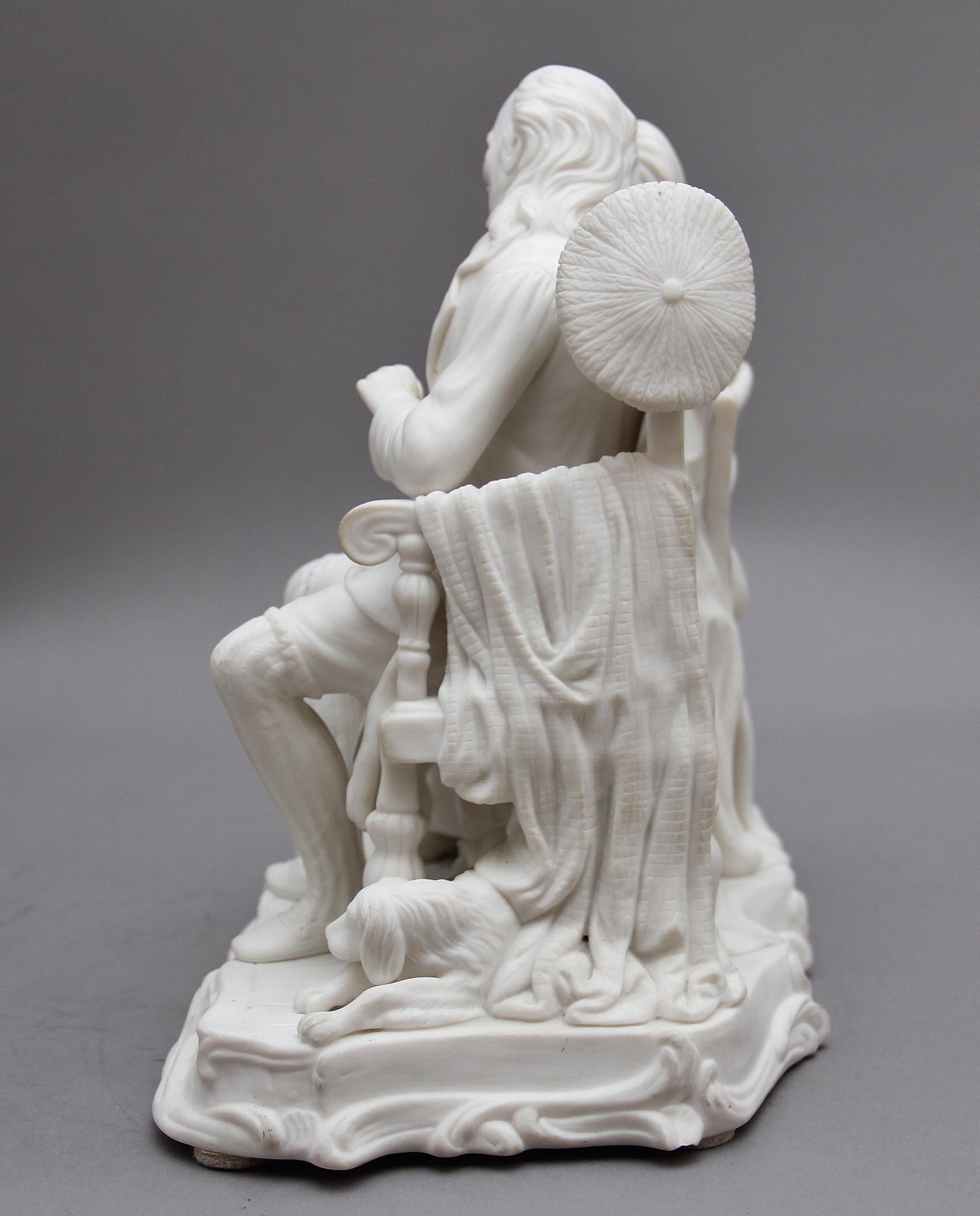 British 19th Century Parian Figure Group of a Dickensian Couple For Sale
