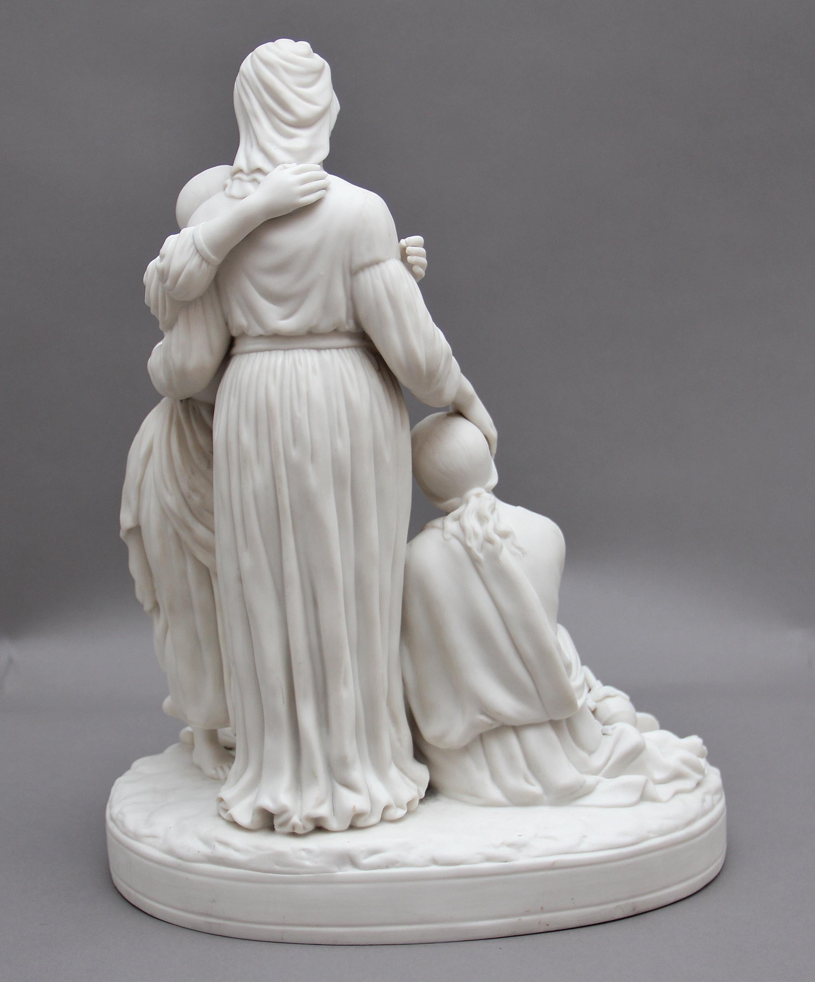 Early Victorian 19th Century Parian Figure Group of Naomi and Her Daughters in Law