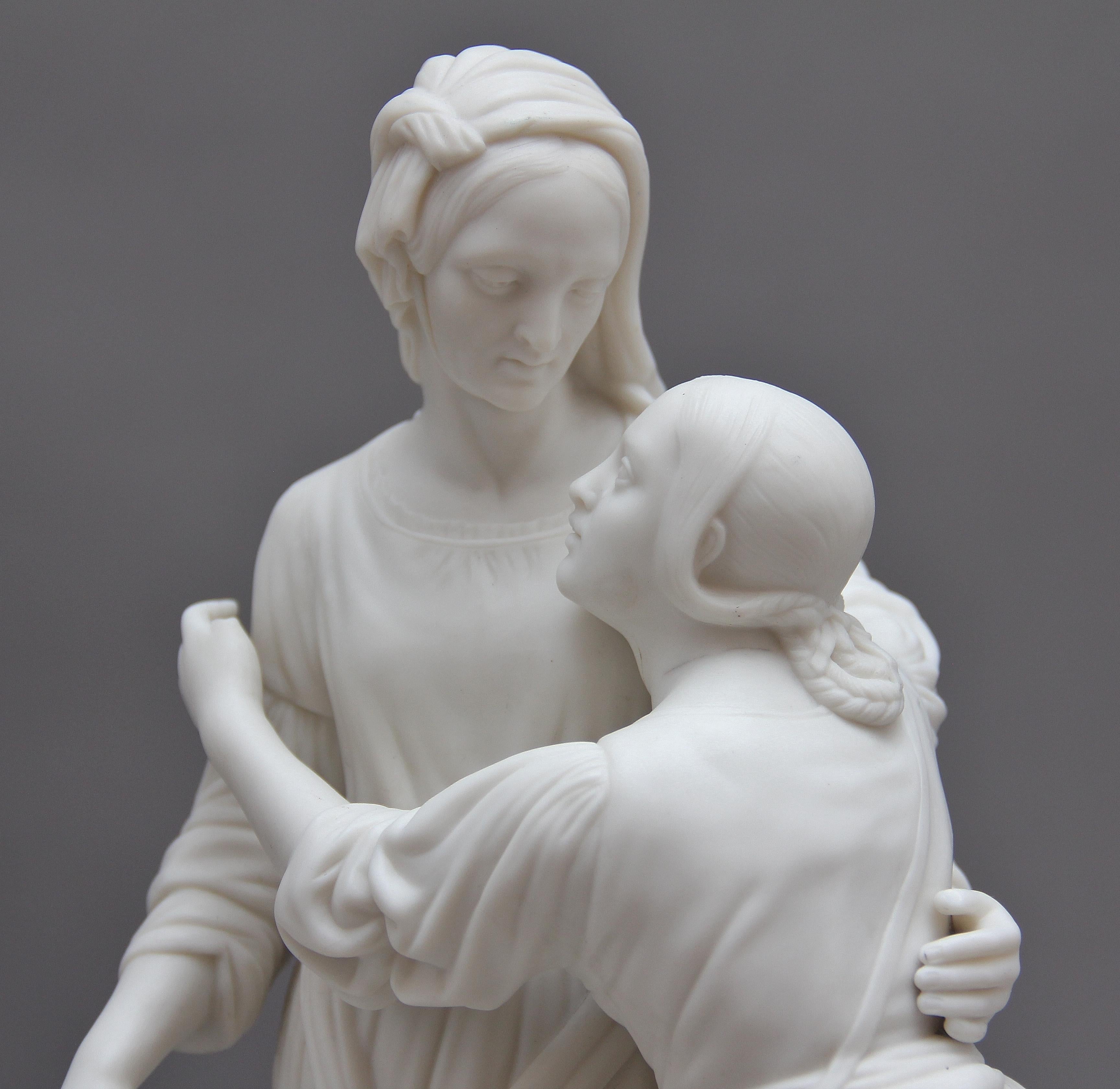 19th Century Parian Figure Group of Naomi and Her Daughters in Law In Good Condition In Martlesham, GB