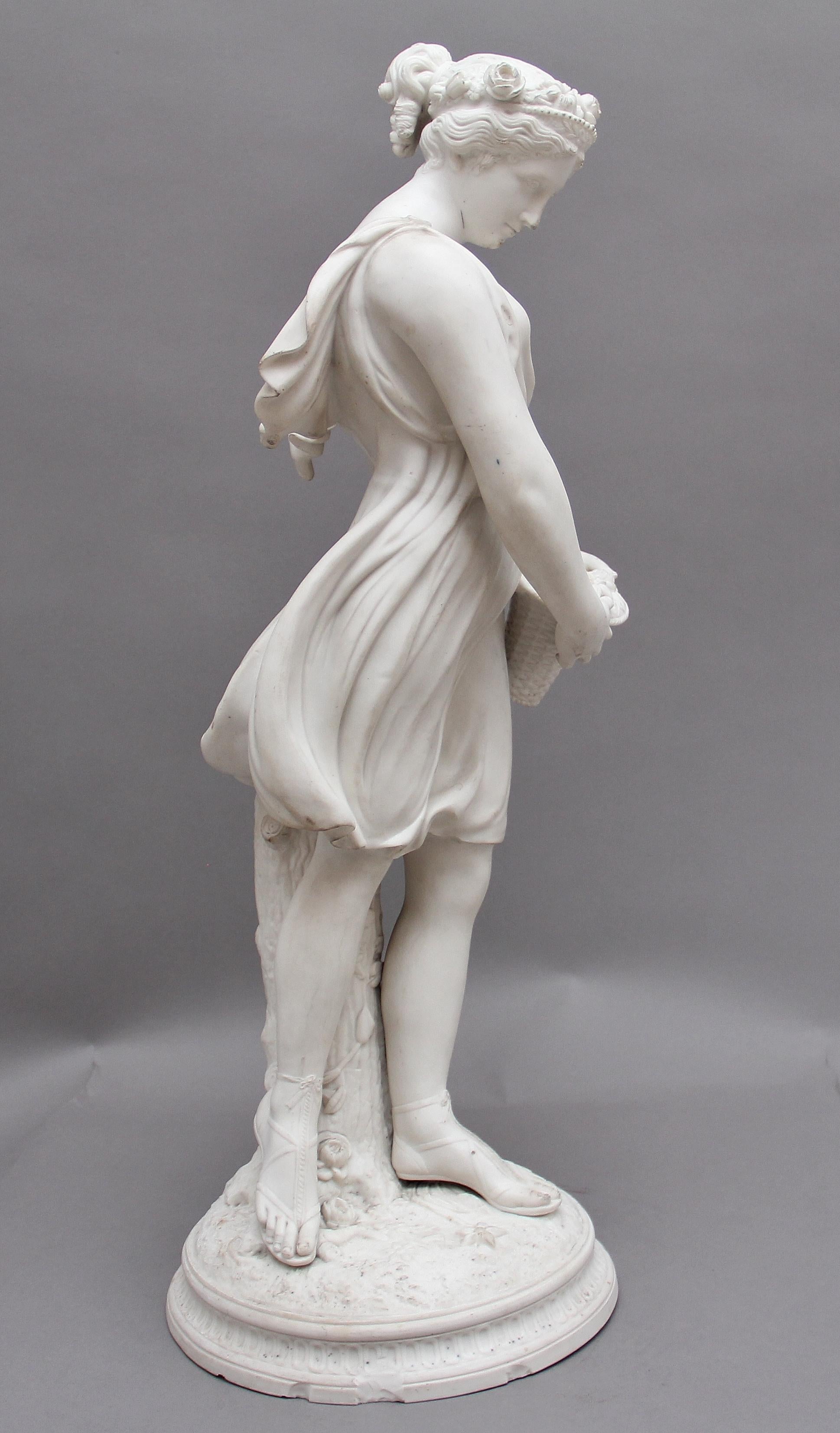 Early Victorian 19th Century Parian Figure of a Flower Maiden For Sale