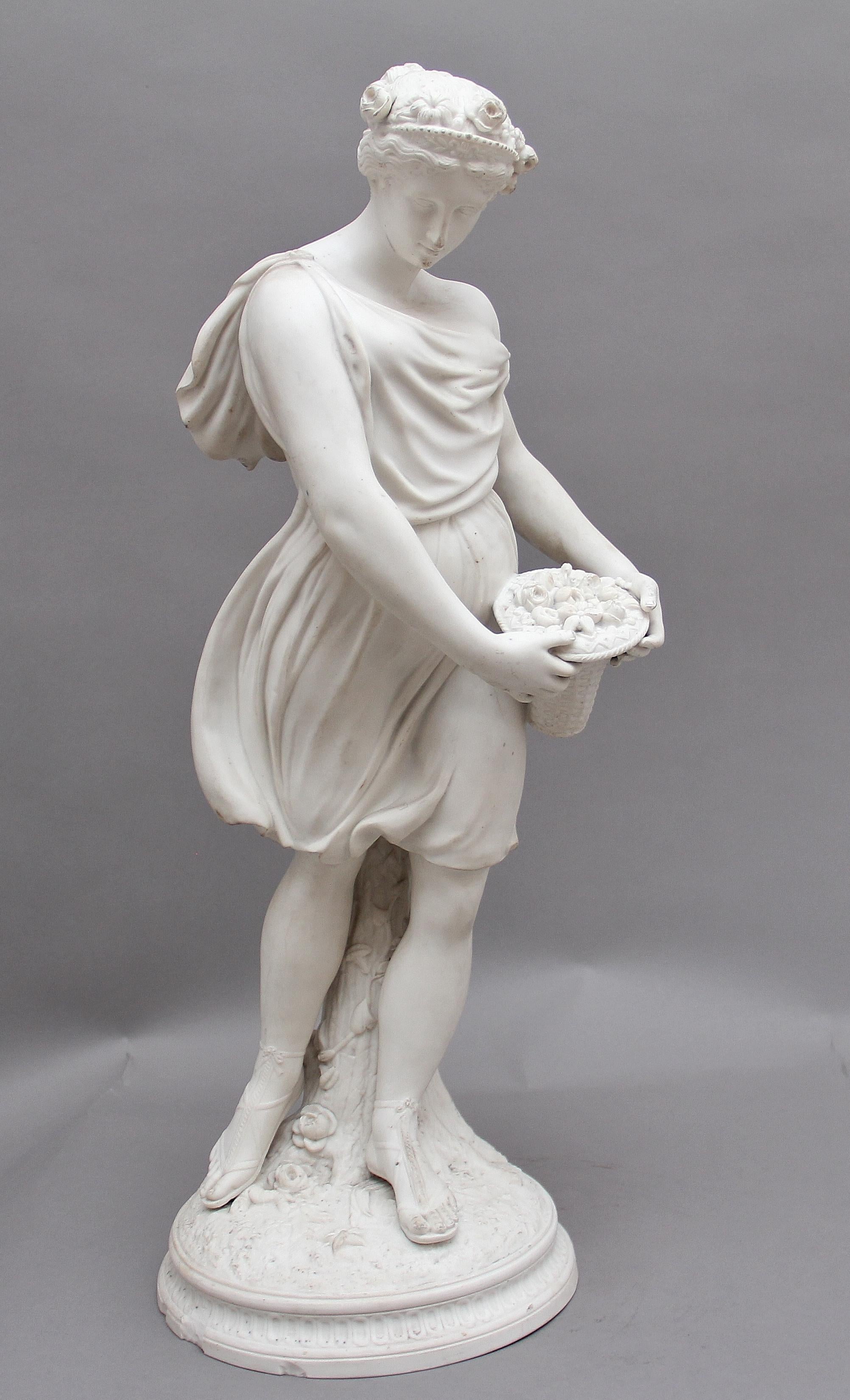 British 19th Century Parian Figure of a Flower Maiden For Sale