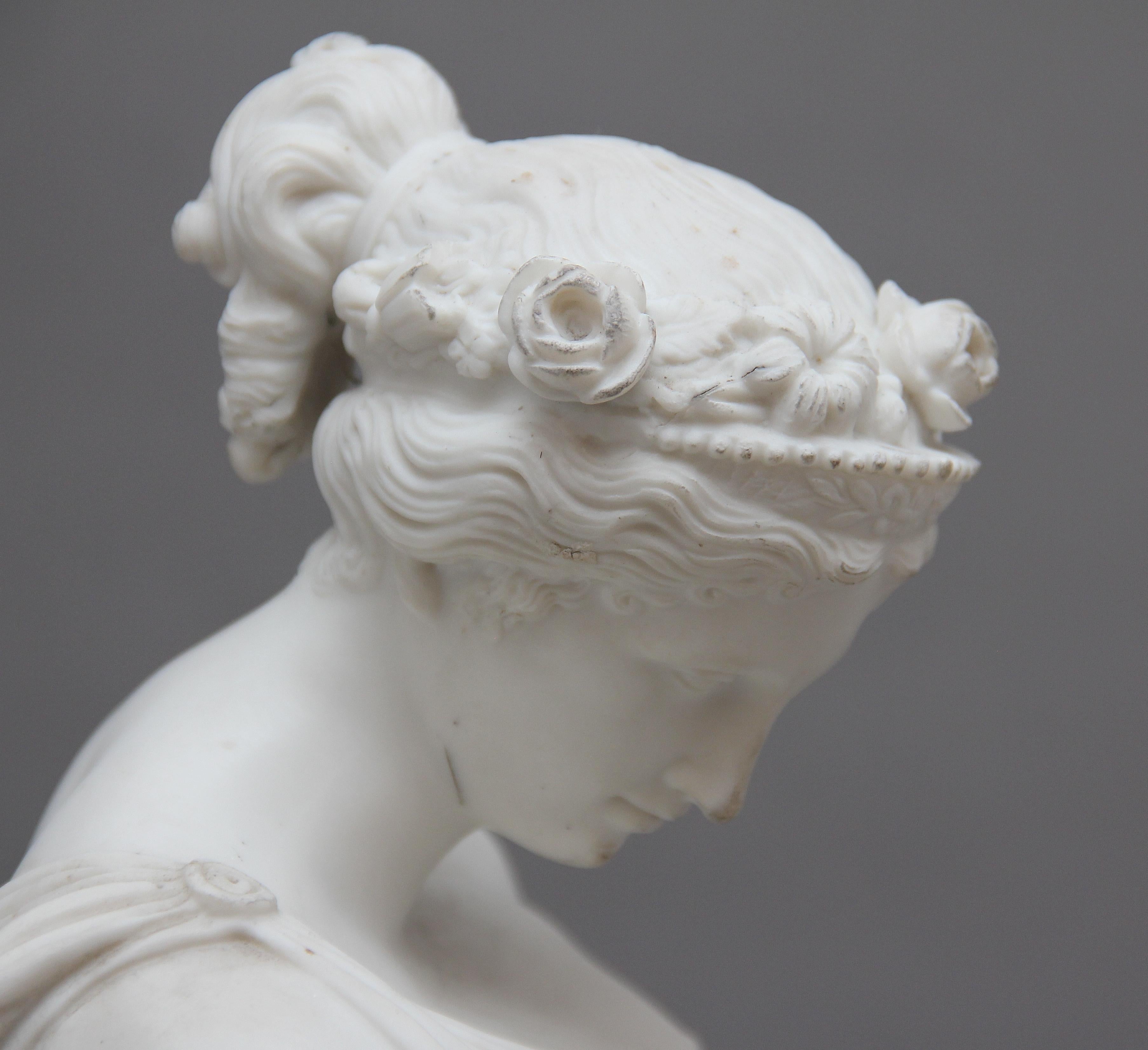 19th Century Parian Figure of a Flower Maiden In Good Condition For Sale In Martlesham, GB