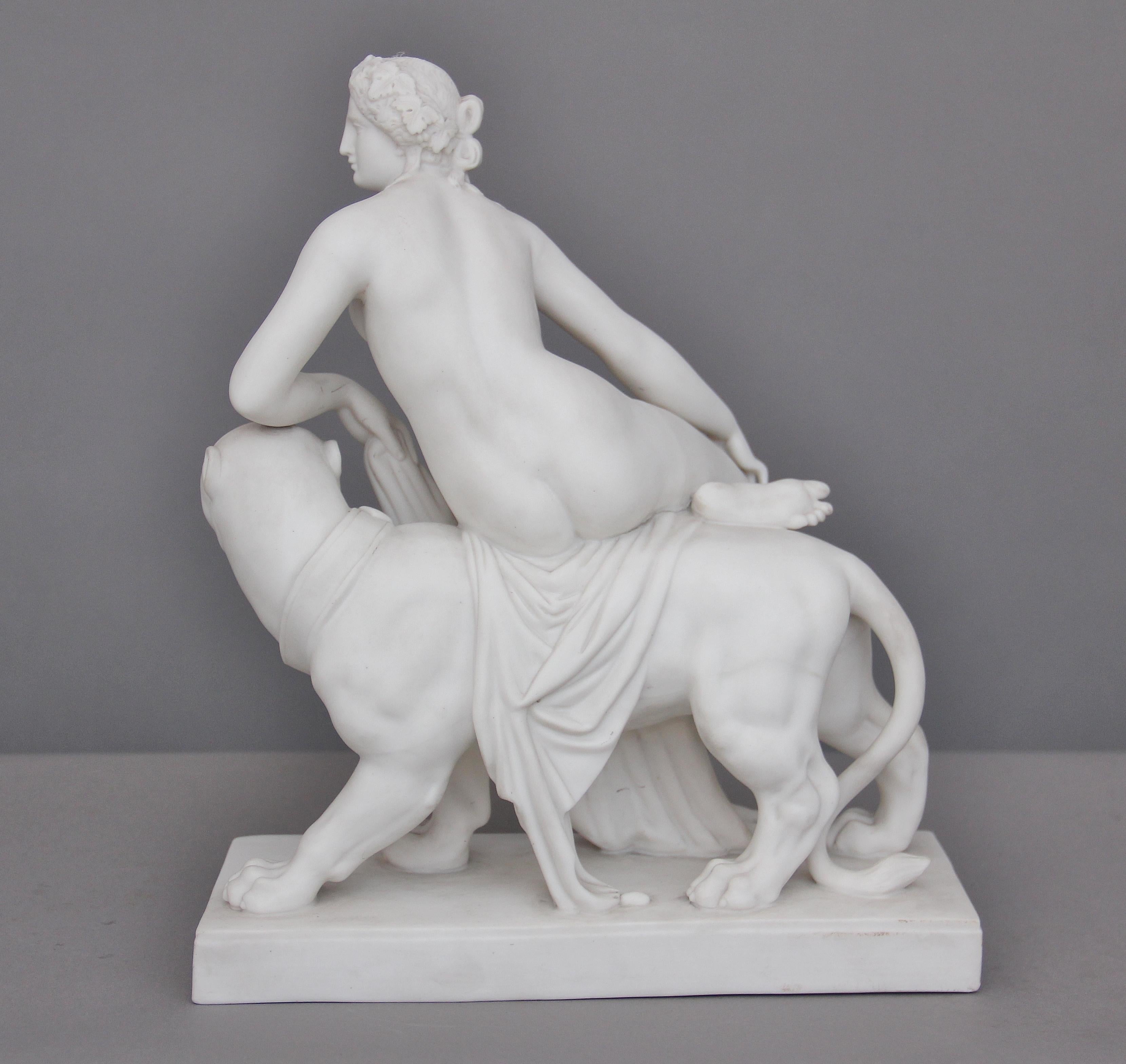 English 19th Century parian figure of Ariadne and the panther
