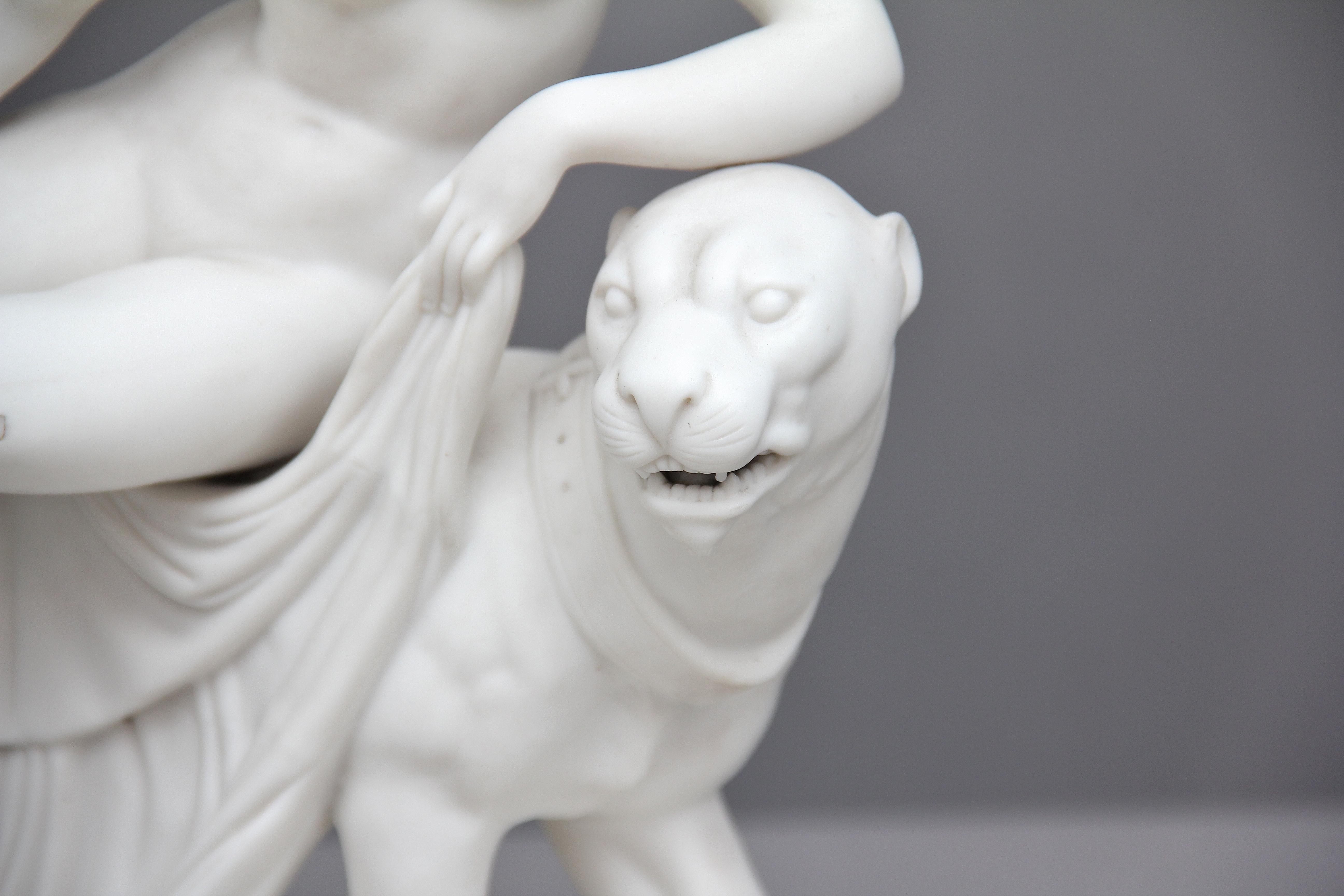 Porcelain 19th Century parian figure of Ariadne and the panther